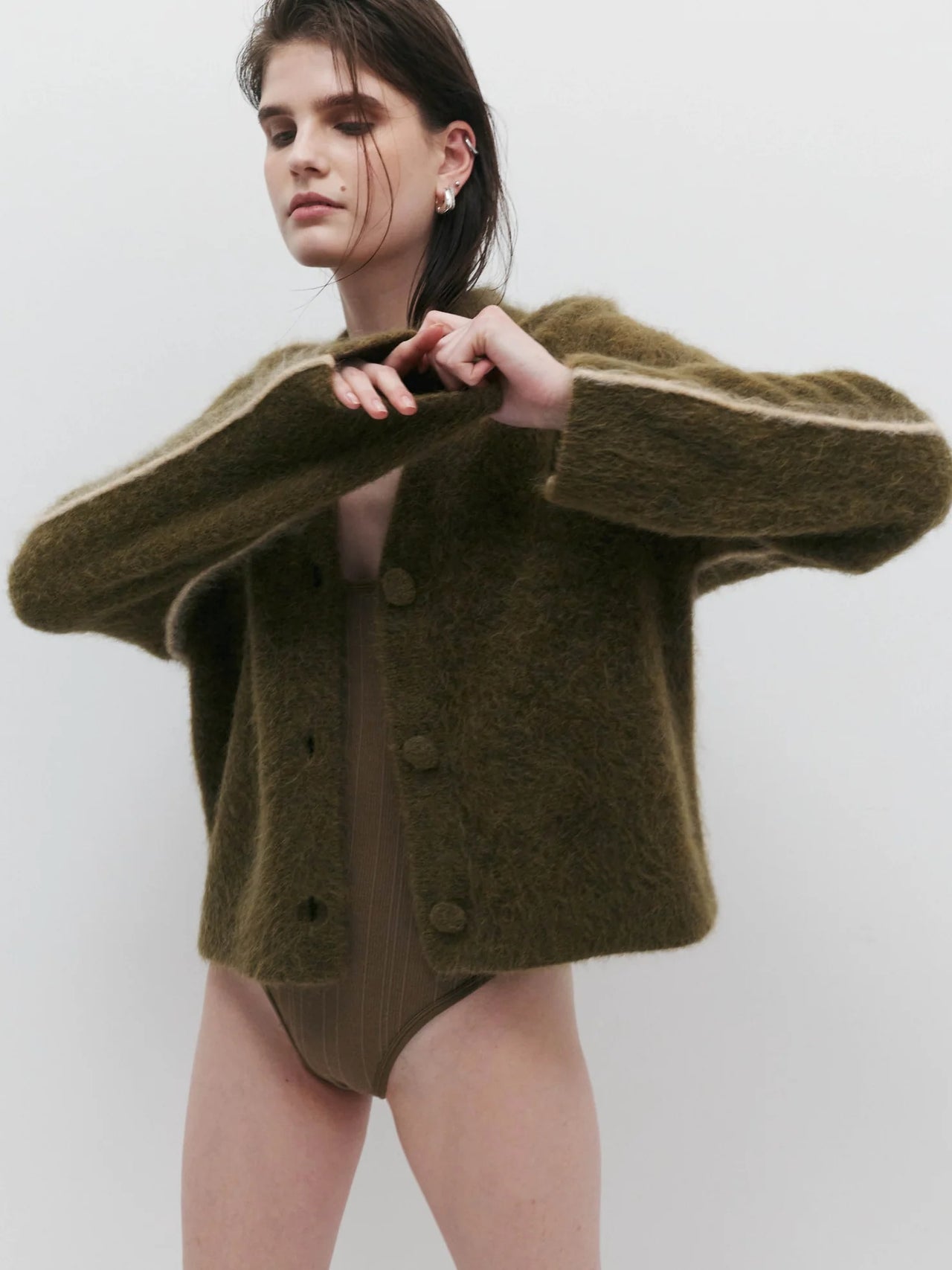 NAGNATA Brushed Alpaca Cardigan Moss