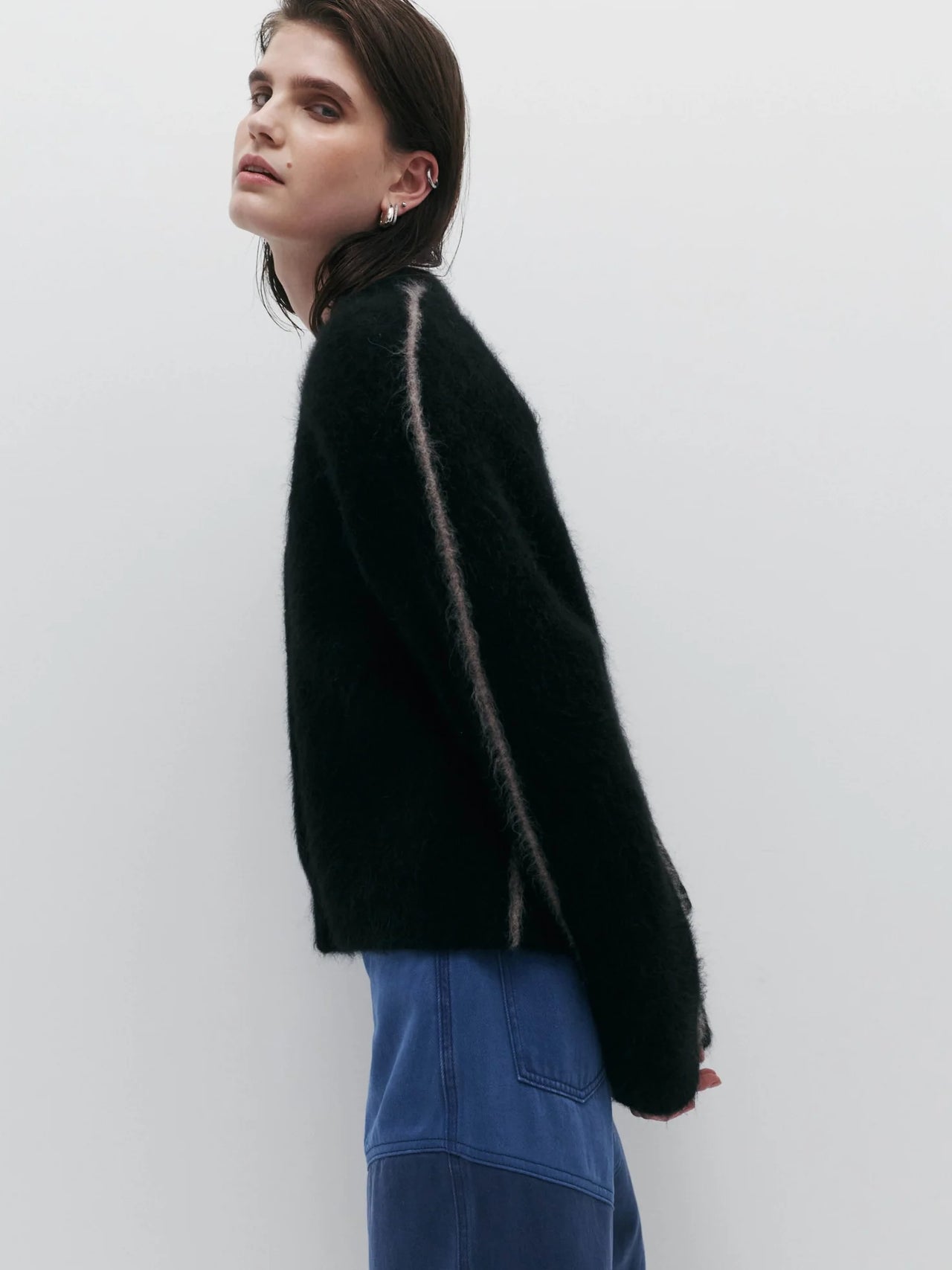 NAGNATA Brushed Alpaca Cardigan Black