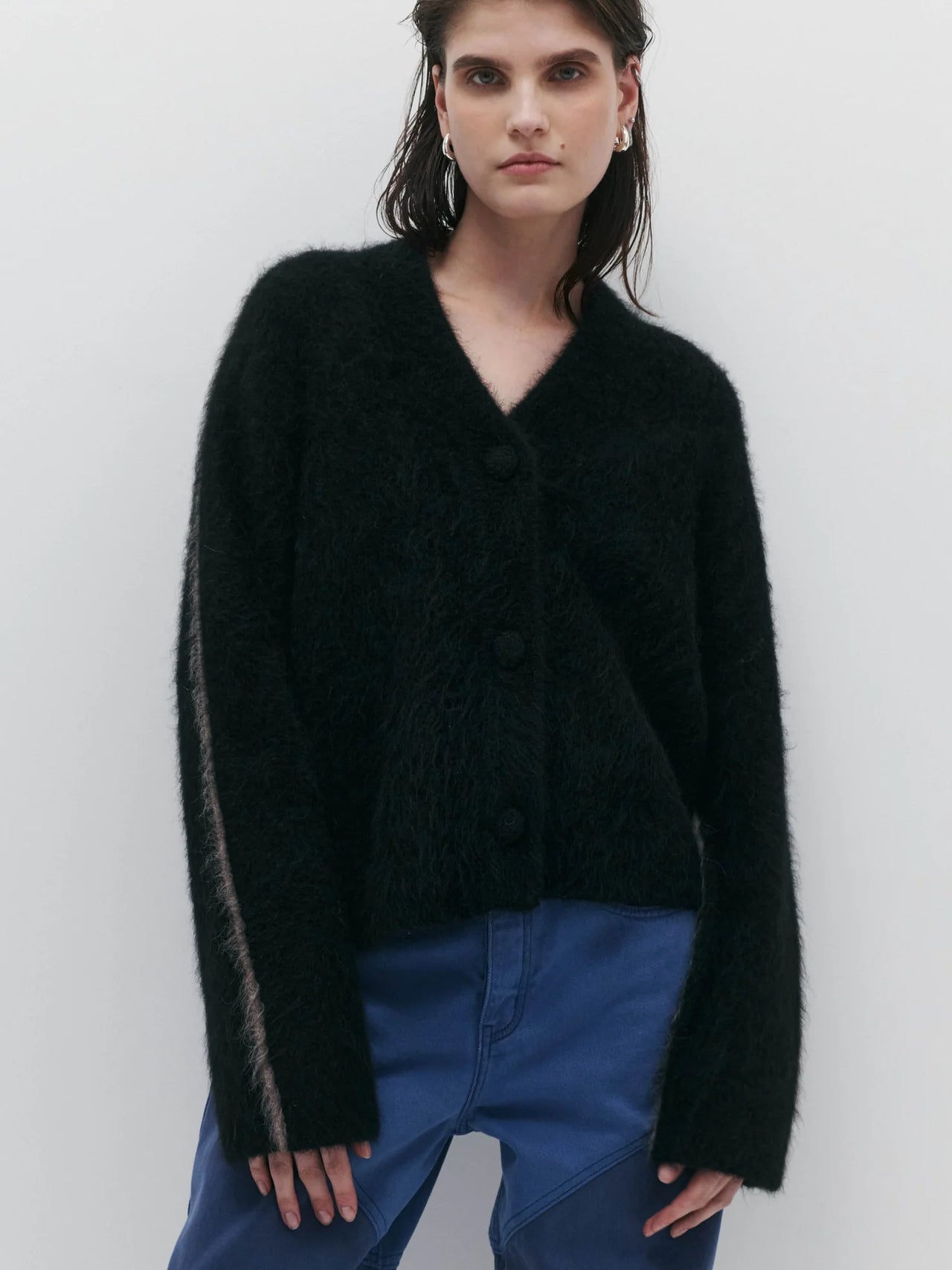 NAGNATA Brushed Alpaca Cardigan Black