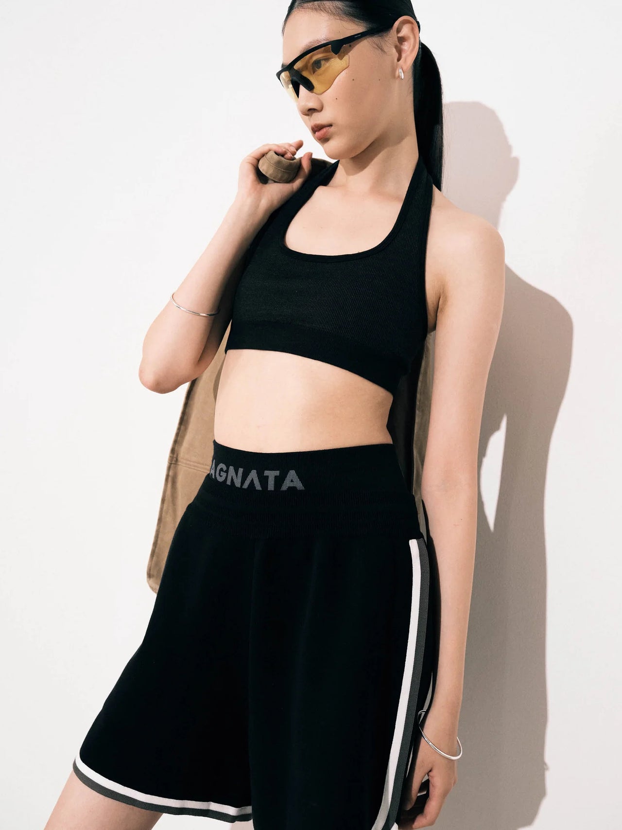 NAGNATA Halter Wool Bralet Obsidian