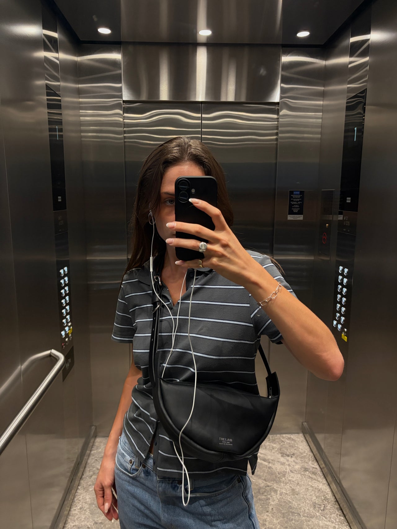 The Lair Slouch Zipper Bag Large Black Silver