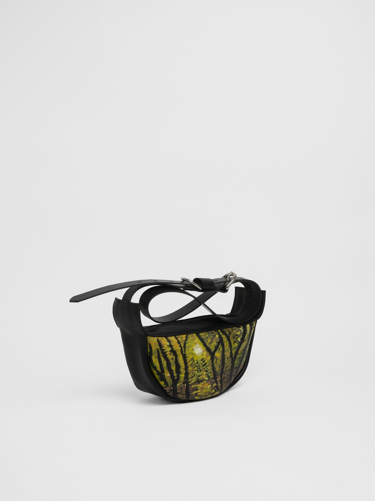 The Lair x Ellie Hannon Slouch Zipper Bag Mini Black Silver '  Yellow Forest'