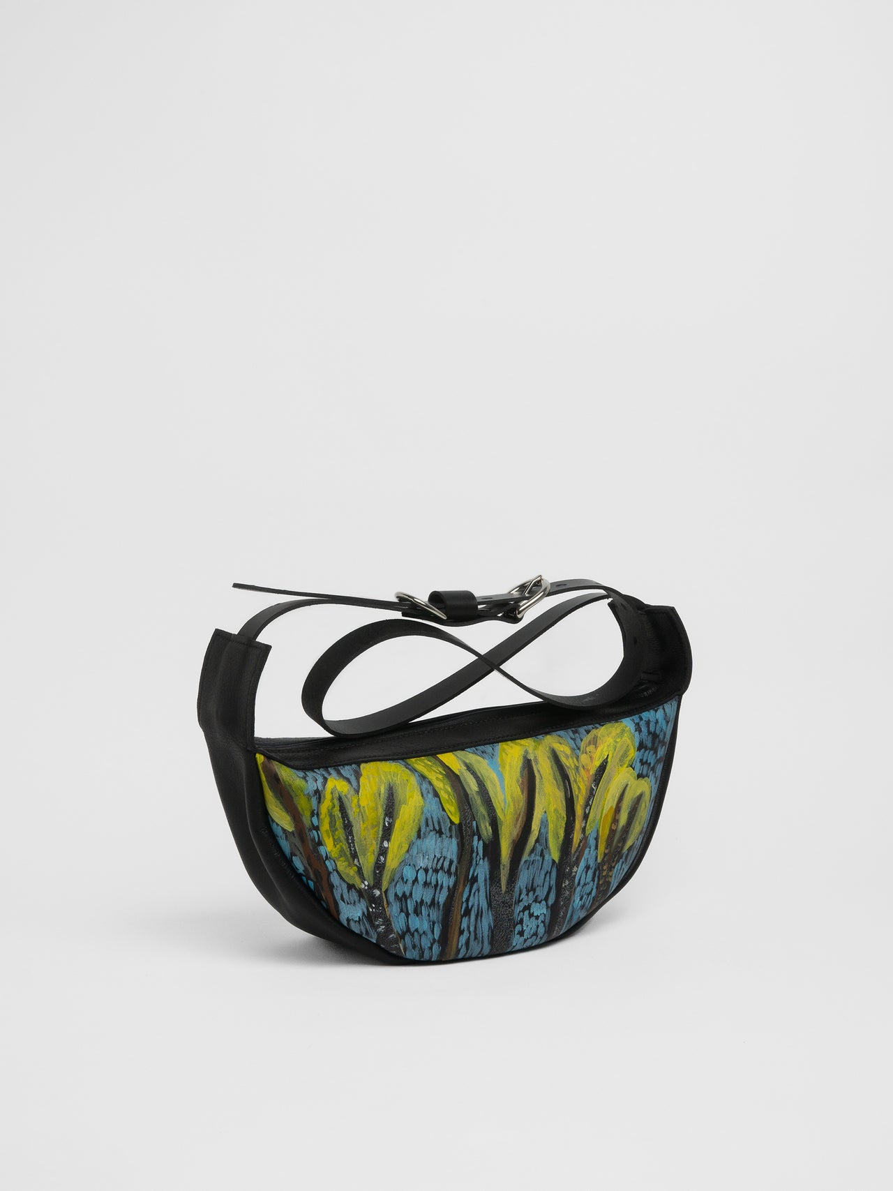 The Lair x Ellie Hannon Slouch Zipper Bag Large Black Silver 'Bushland Grove'