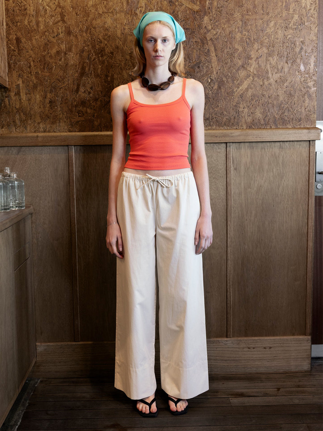 Olga Joan Mid-Rise Drawcord Pant Bianca