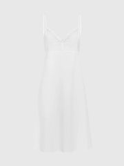 Olga Joan Embroidered Bust Slip Dress Bianca