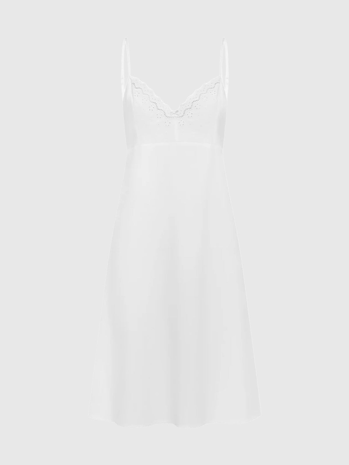 Olga Joan Embroidered Bust Slip Dress Bianca