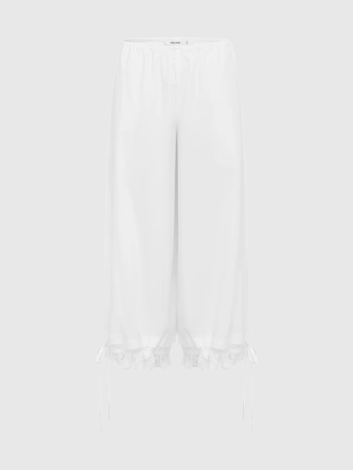 Olga Joan Lace Edge Pantalon Bianca