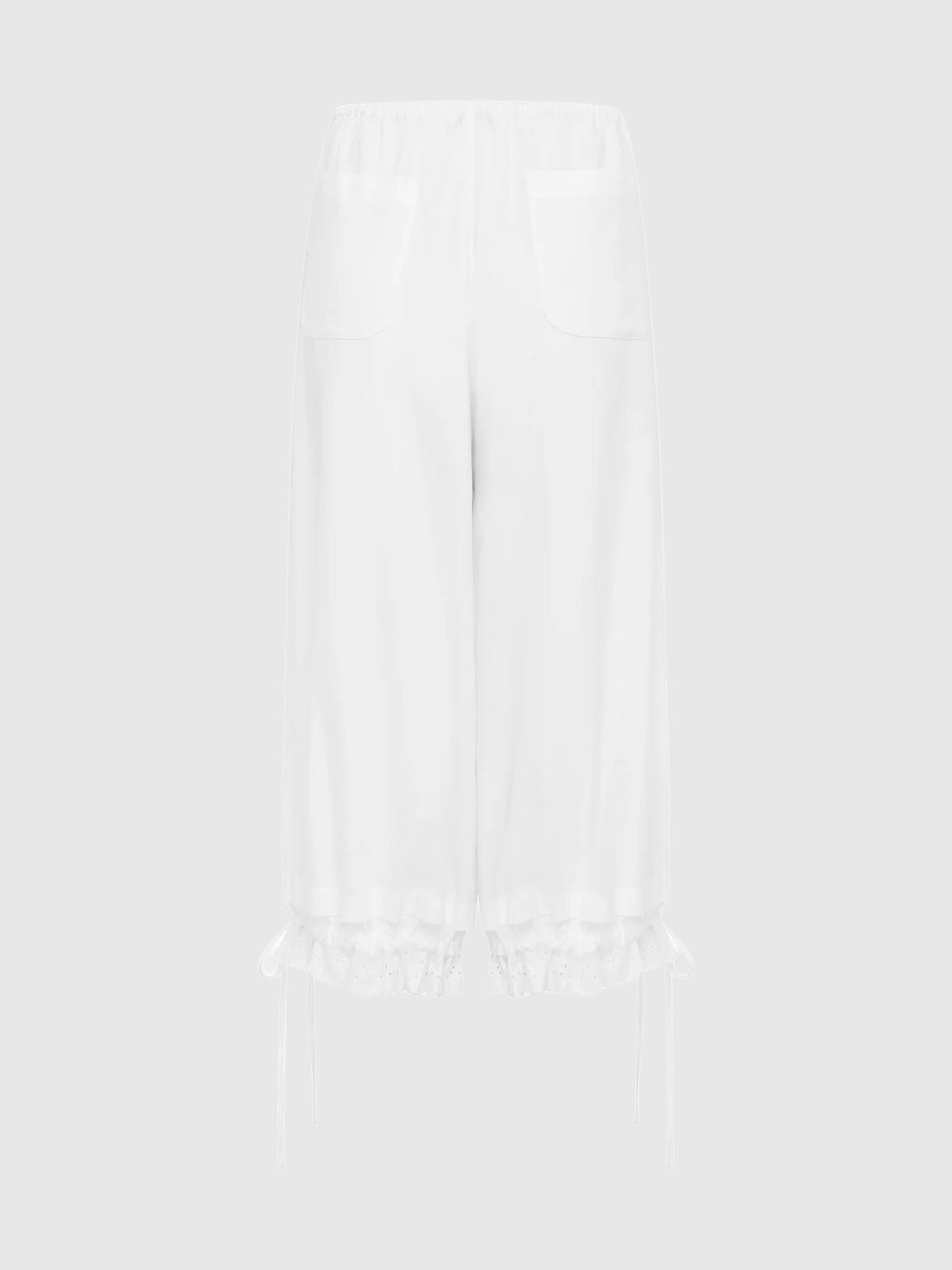 Olga Joan Lace Edge Pantalon Bianca
