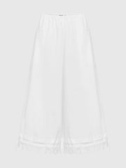 Olga Joan Lace Edge Pantalon Bianca