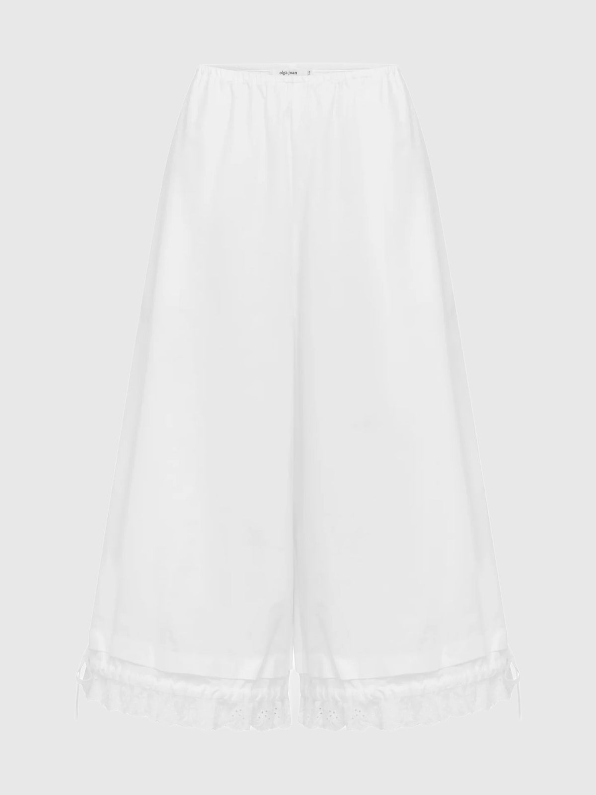 Olga Joan Lace Edge Pantalon Bianca