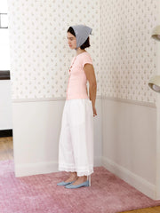 Olga Joan Lace Edge Pantalon Bianca