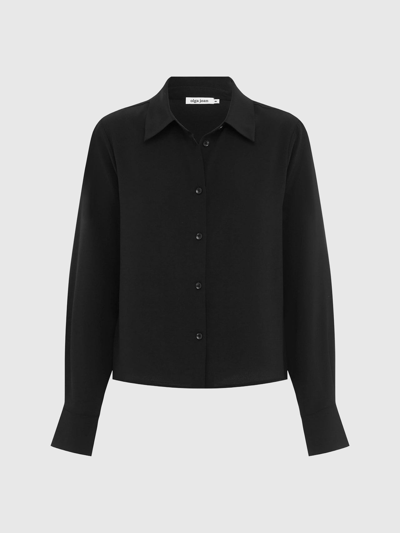 Olga Joan Classic Long Sleeve Silk Shirt Nera