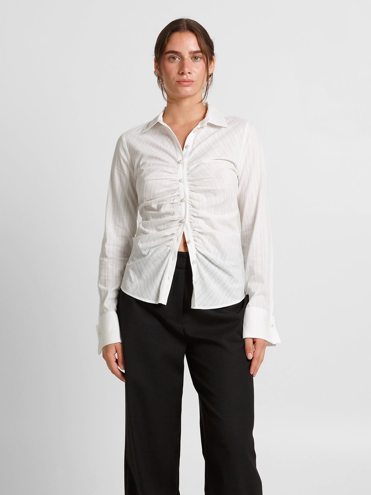 Olga Joan Ruched Front Shirt Bianca