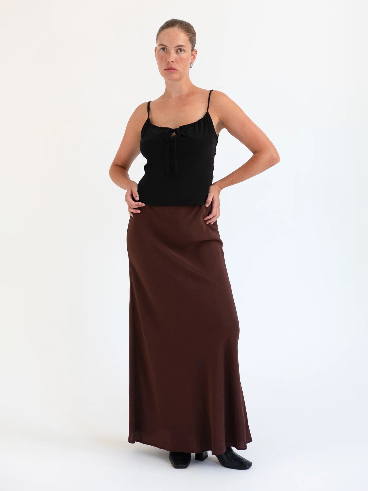 Olga Joan Bias Skirt Cacao