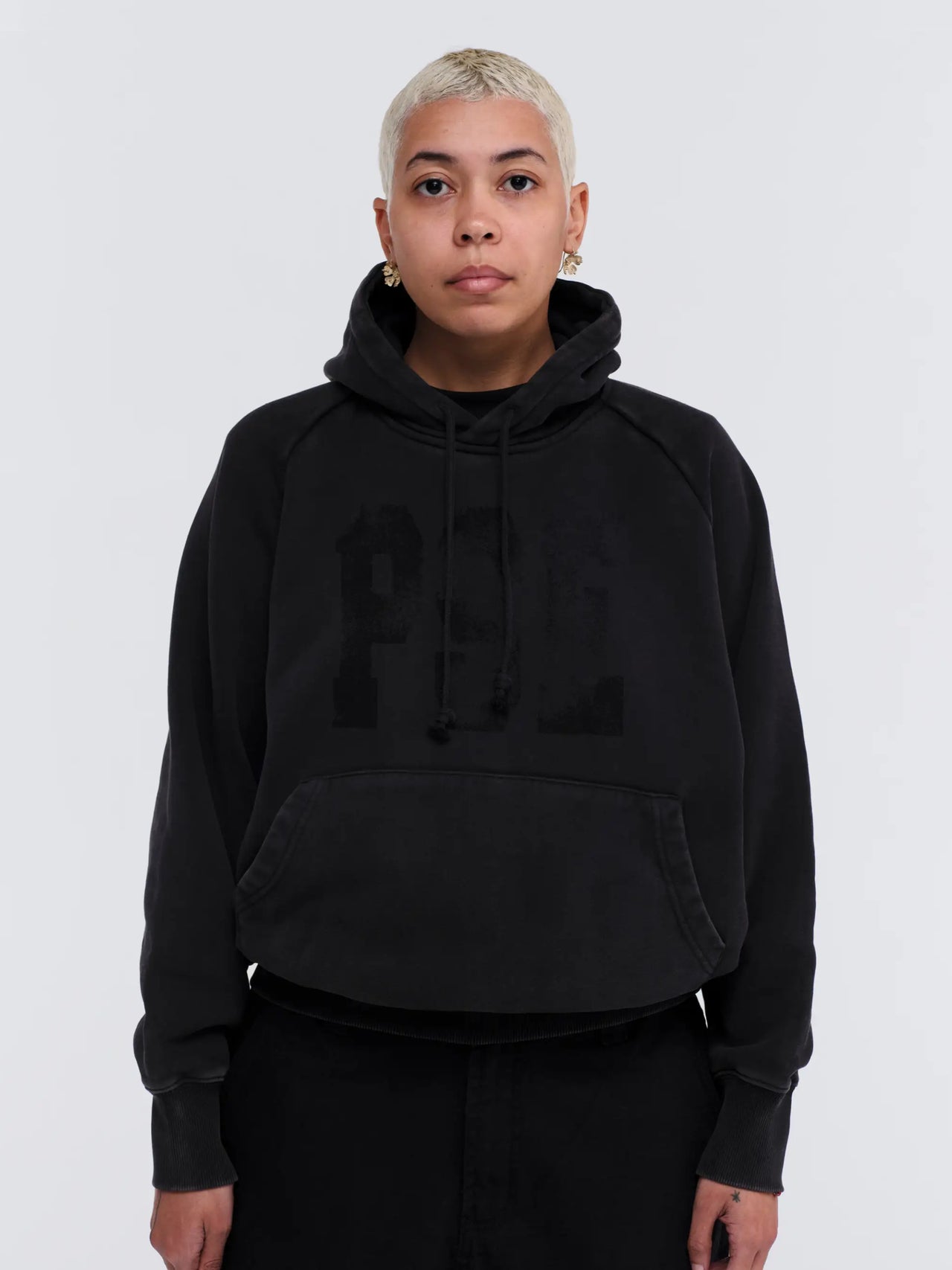Pseushi Raglan Drawstring Hoodie Vintage Black