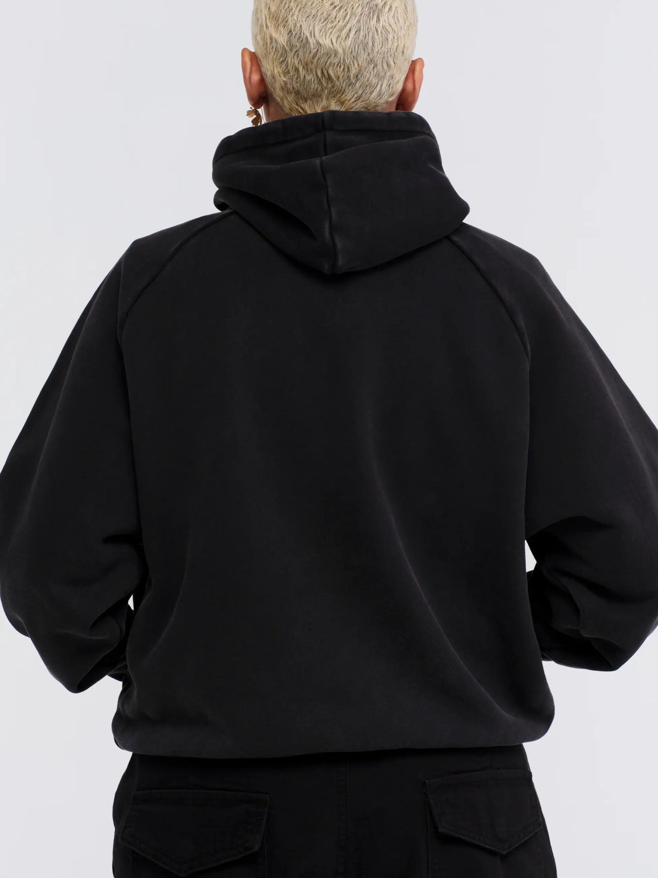 Pseushi Raglan Drawstring Hoodie Vintage Black