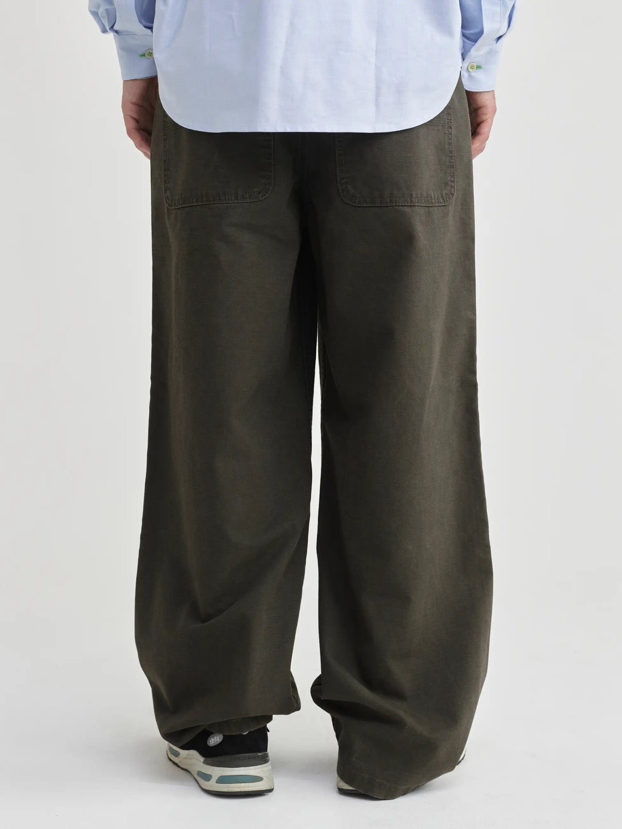 Pseushi Loose Cut Cotton Ripstop Pants Khaki