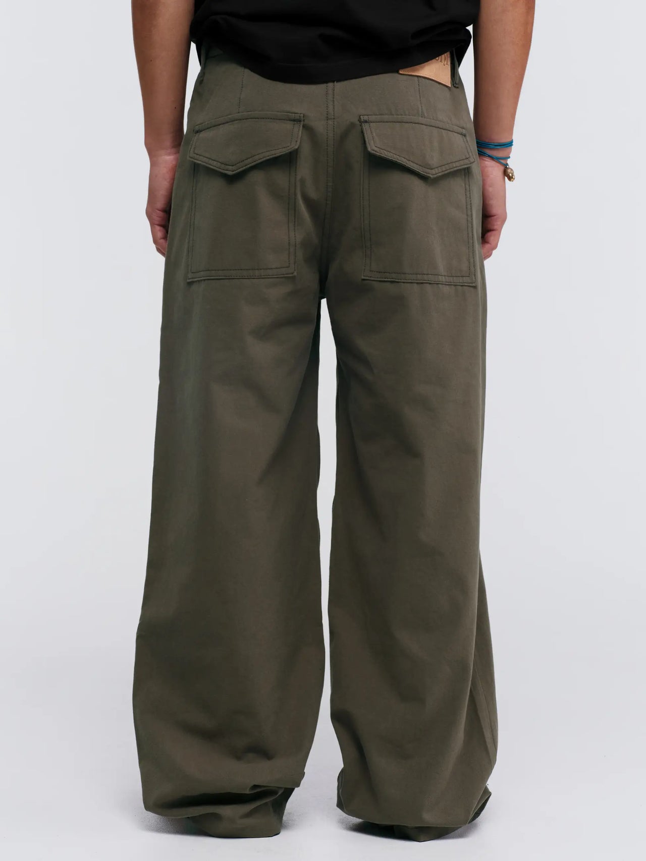 Pseushi Loose Cut Canvas Fatigue Pants Washed Bark