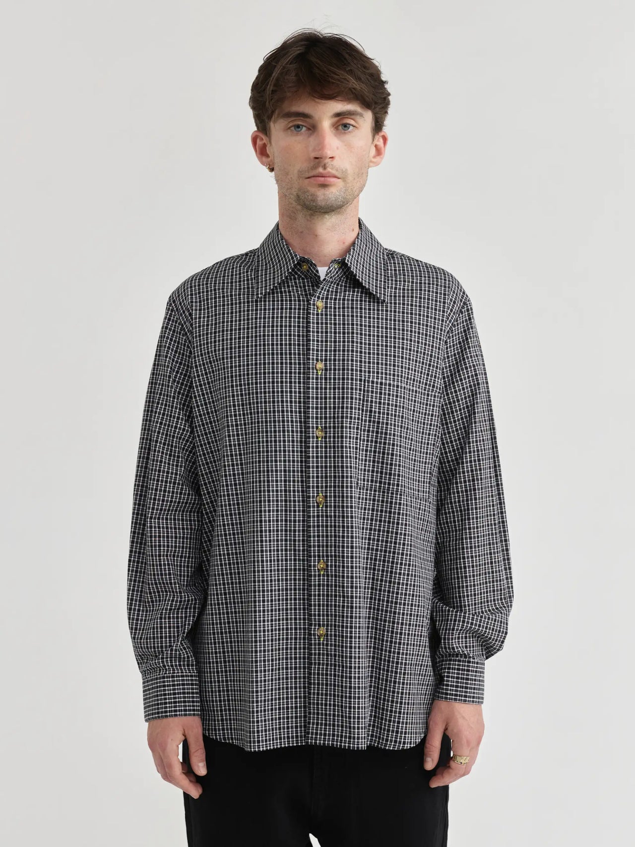 Pseushi L/S Black Plaid Shirt