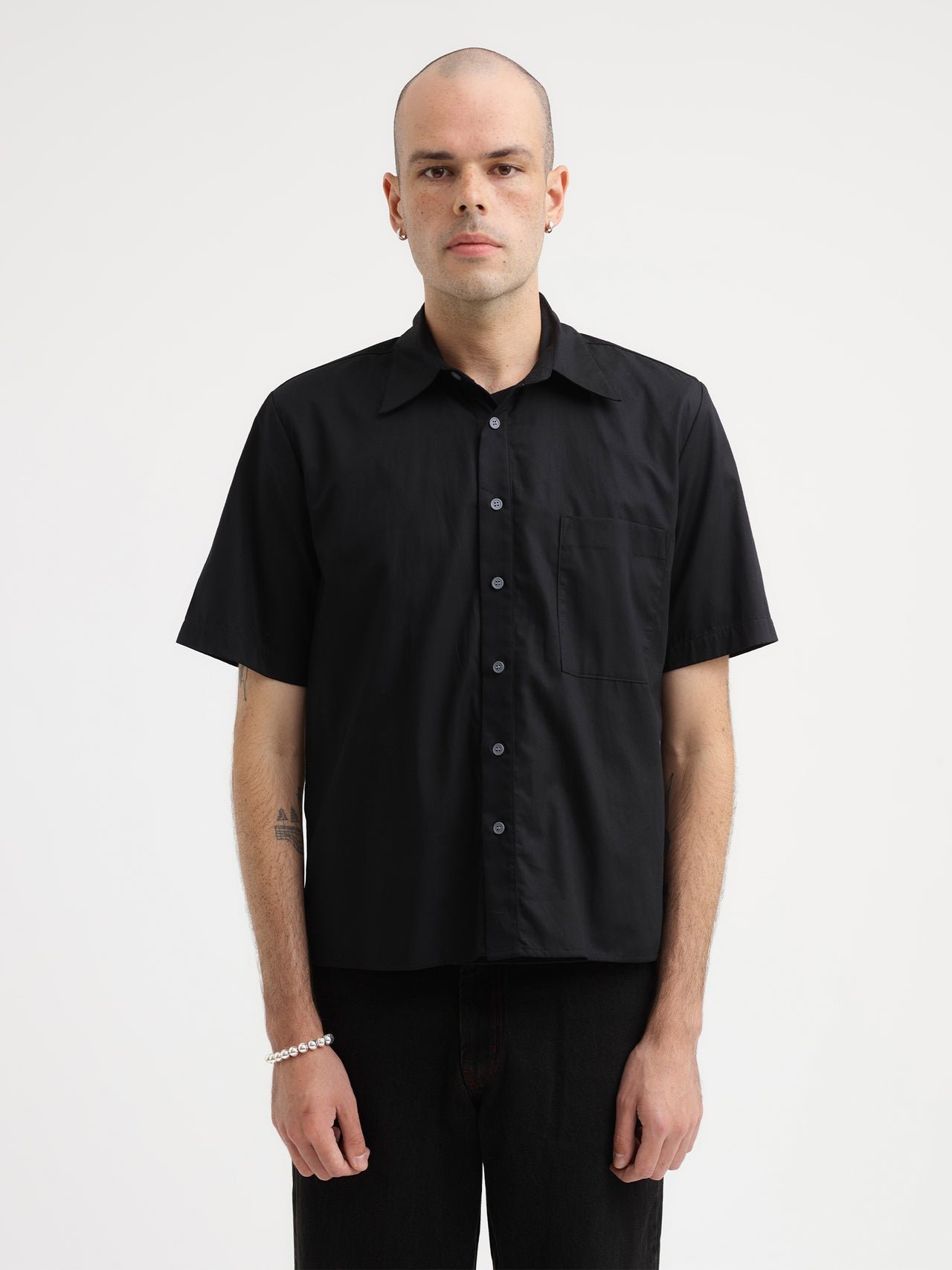 PSEUSHI Short Sleeve Dress Shirt Black