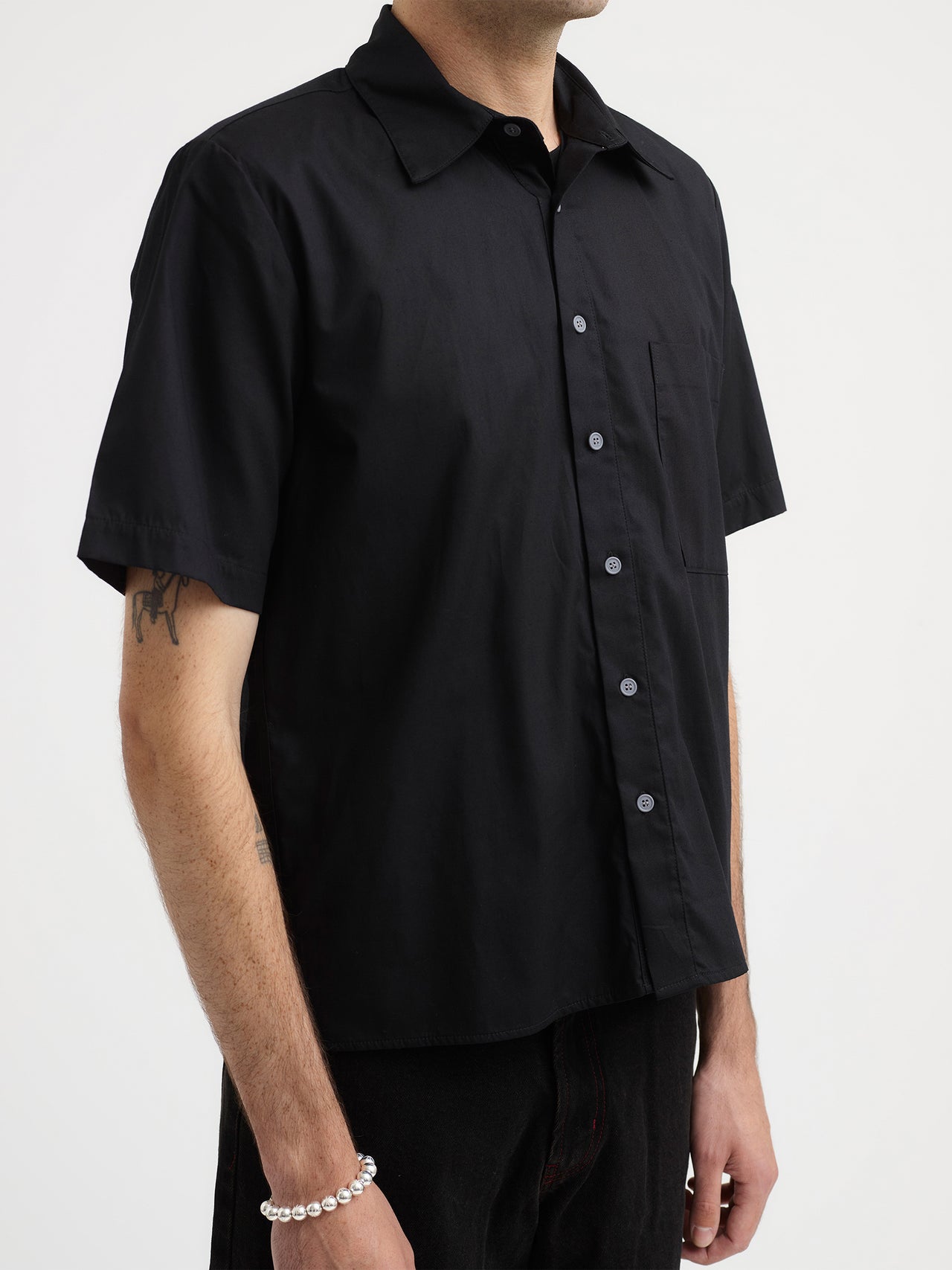 PSEUSHI Short Sleeve Dress Shirt Black