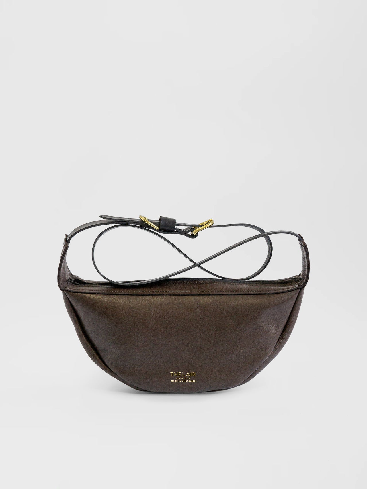 The Lair Slouch Zipper Bag Large Mahogany Gold