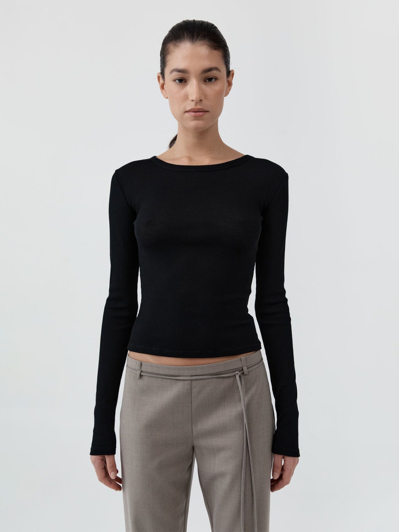 St. Agni Baby Wool Long Sleeve Top Black