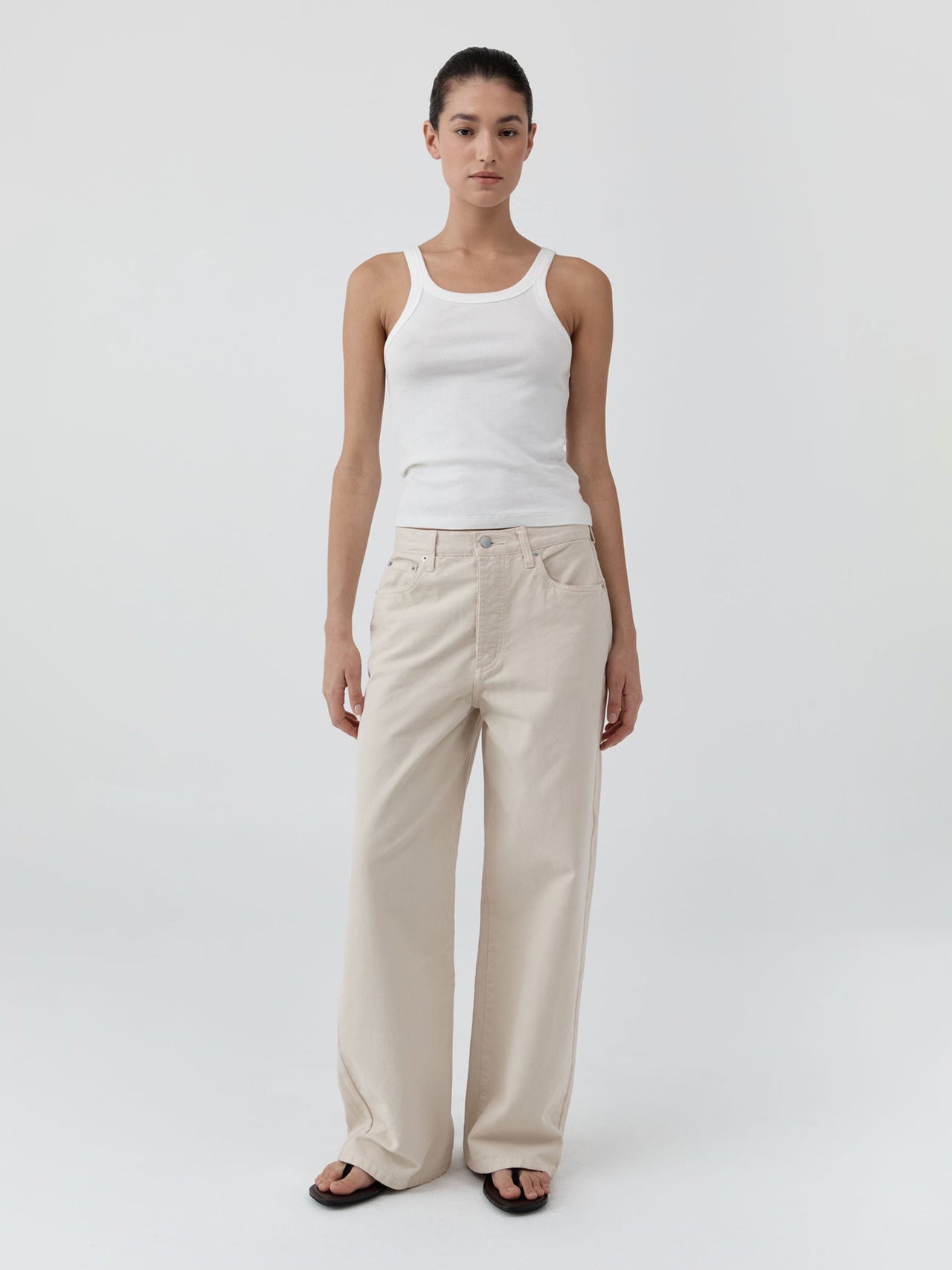 St. Agni Canvas Classic Mid Rise Jeans Ecru