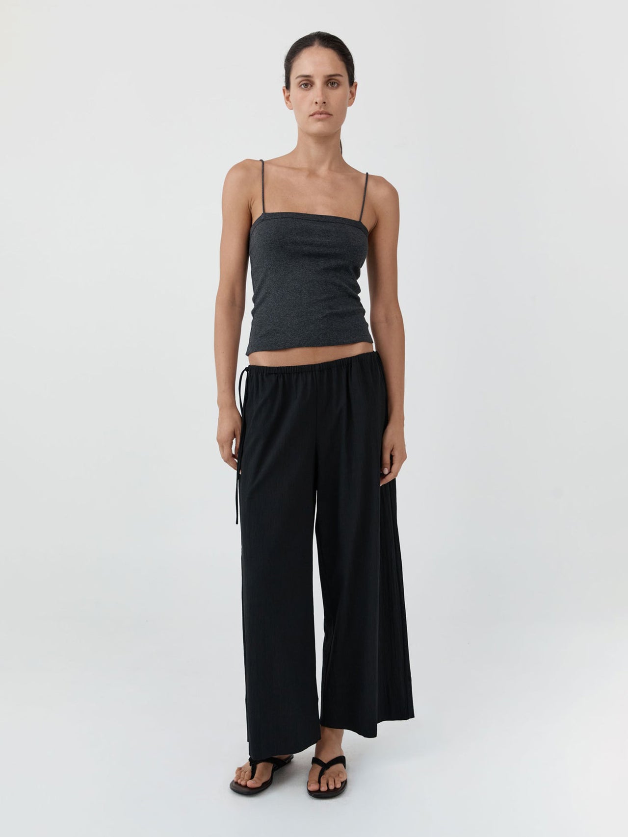St. Agni Organic Cotton Square Neck Cami Charcoal Melange