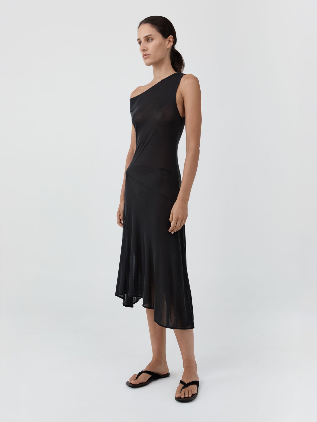 St. Agni Fine Jersey Off Shoulder Dress Charcoal