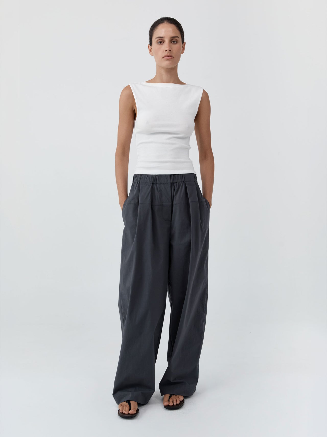St. Agni Relaxed Pleat Pants Iron Glaze