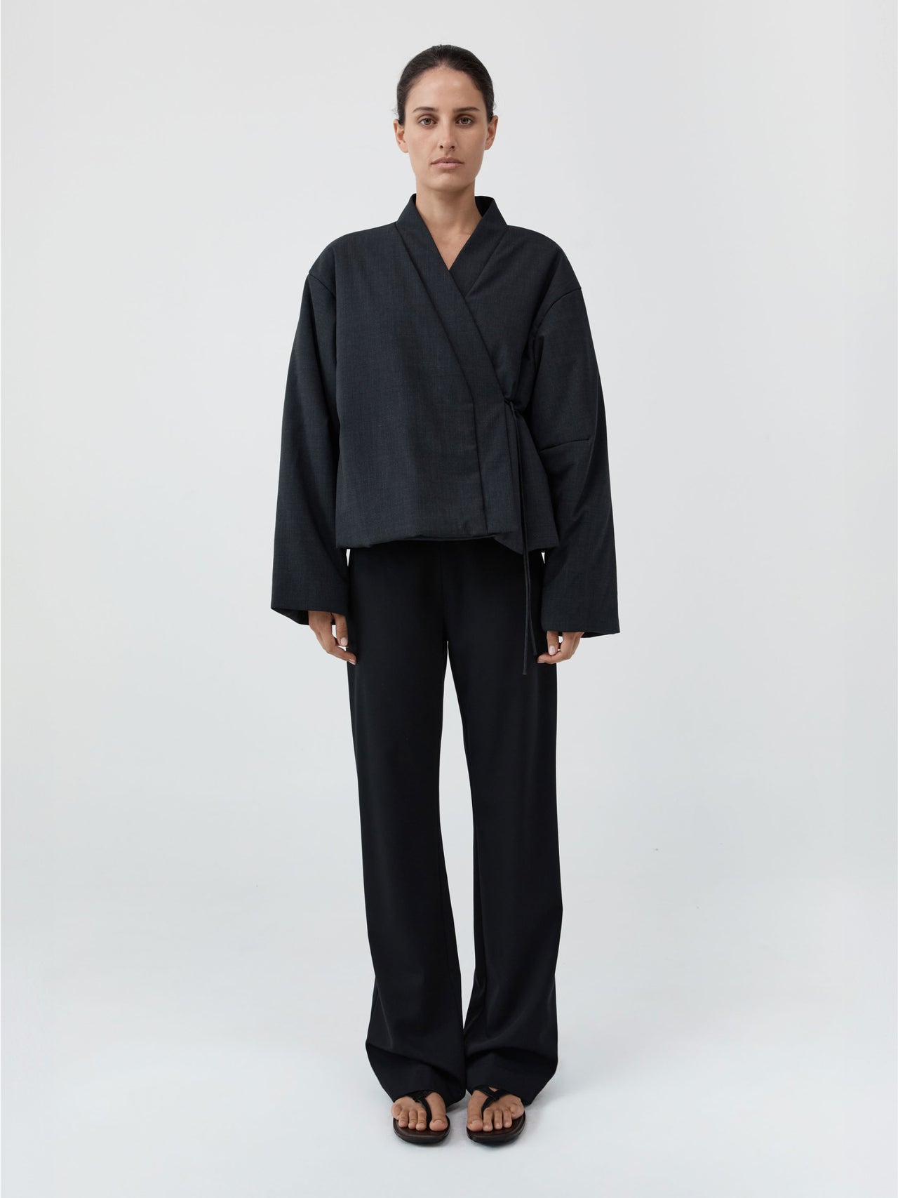 St. Agni Pillow Wool Wrap Jacket Dark Graphite