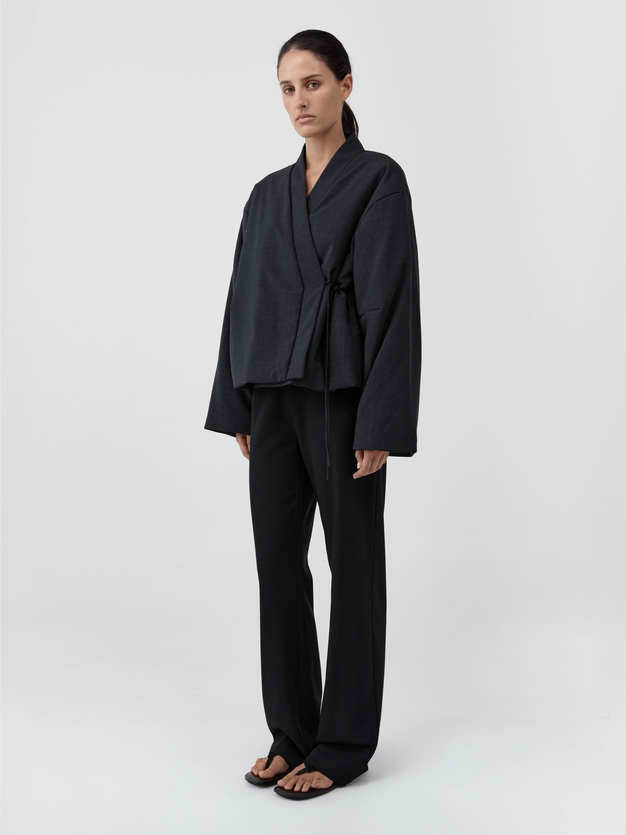 St. Agni Pillow Wool Wrap Jacket Dark Graphite