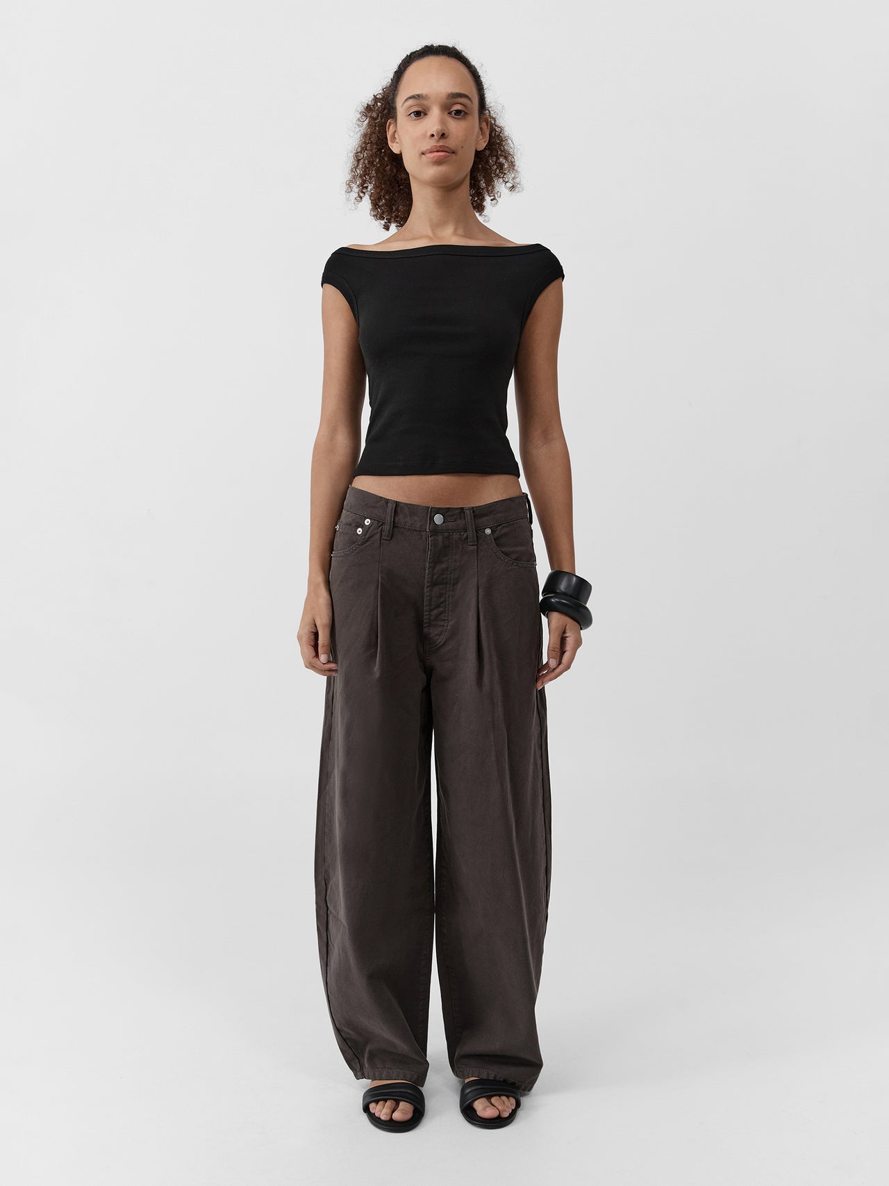 St. Agni Canvas Mid Rise Barrel Jeans Ash