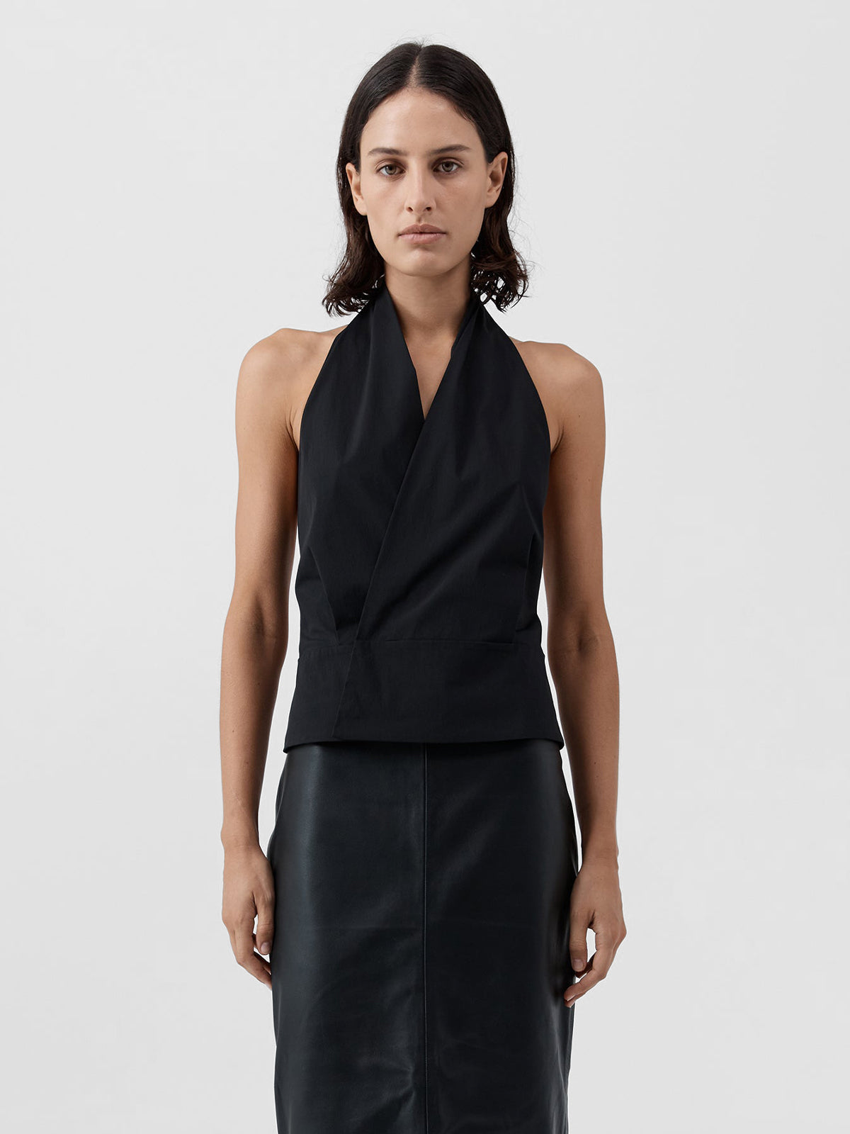 St Agni Halter Wrap Top Black