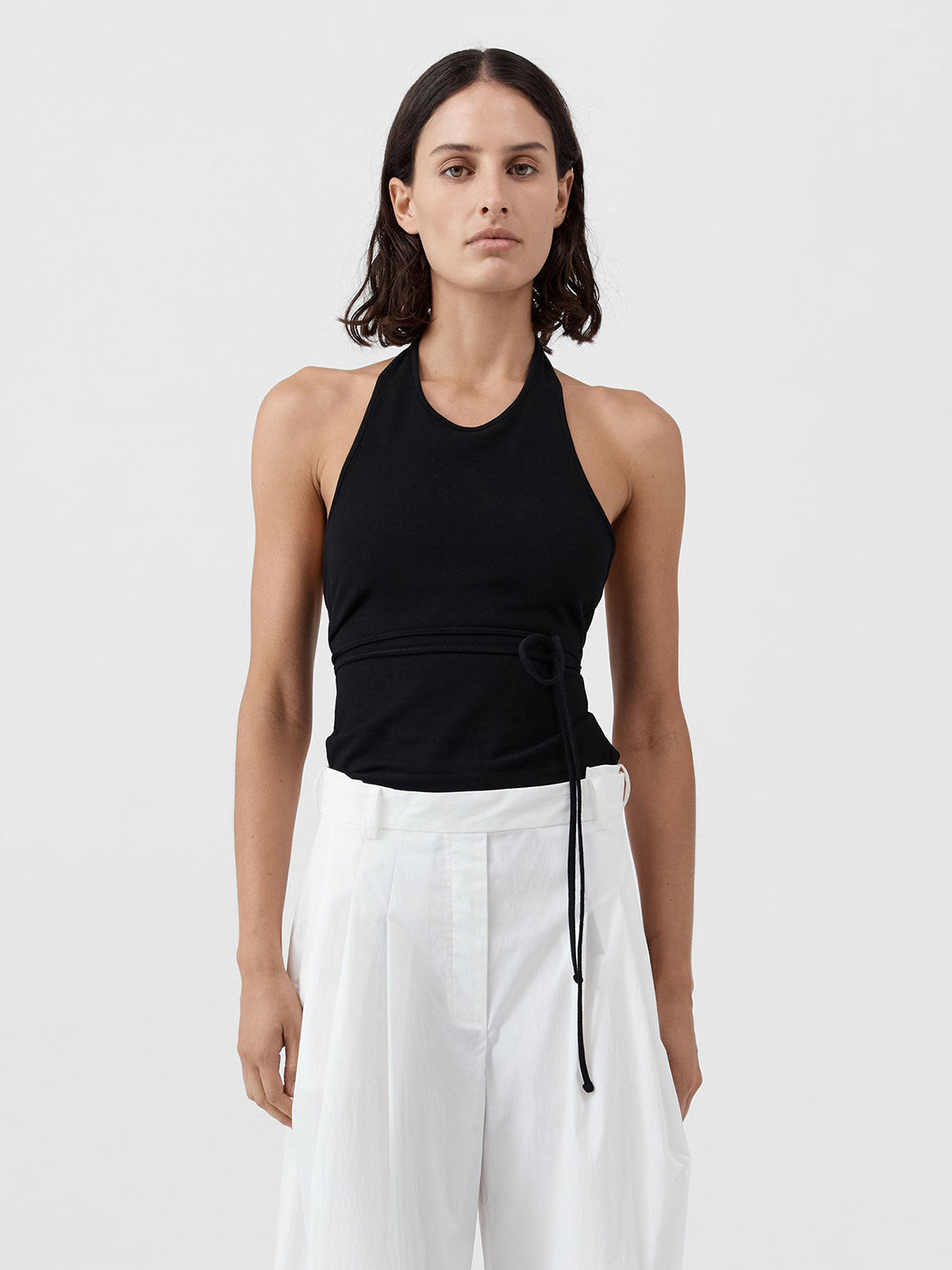 St Agni Soft Jersey Halter Top Jet Black