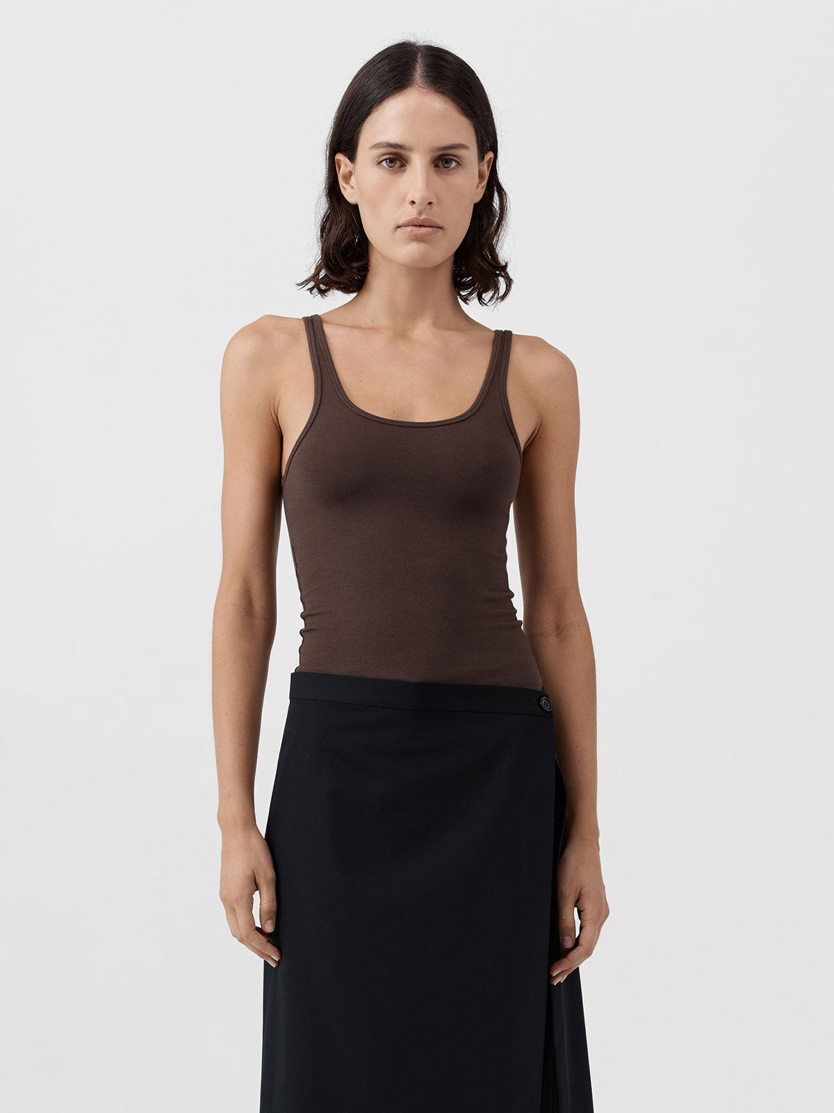 St Agni Soft Jersey Slim Scoop Tank Liqueur