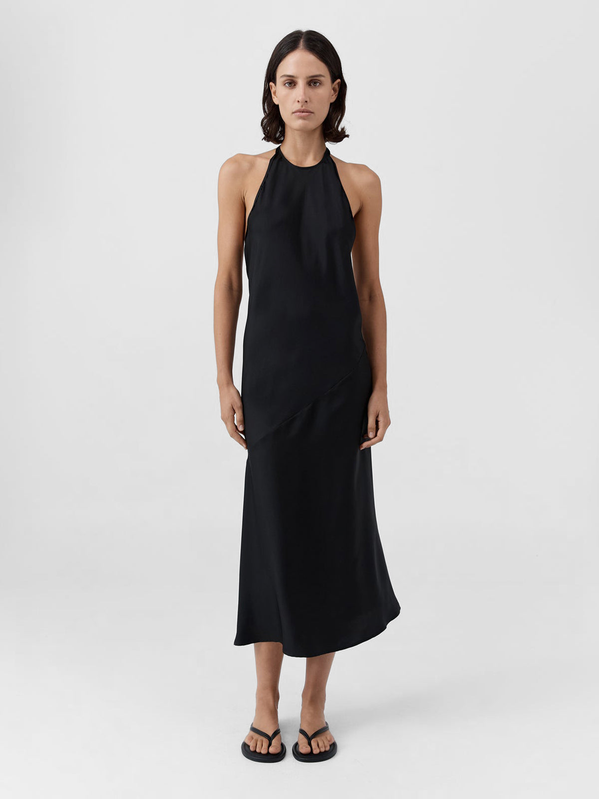 St. Agni Silk Twill Halter Dress Black