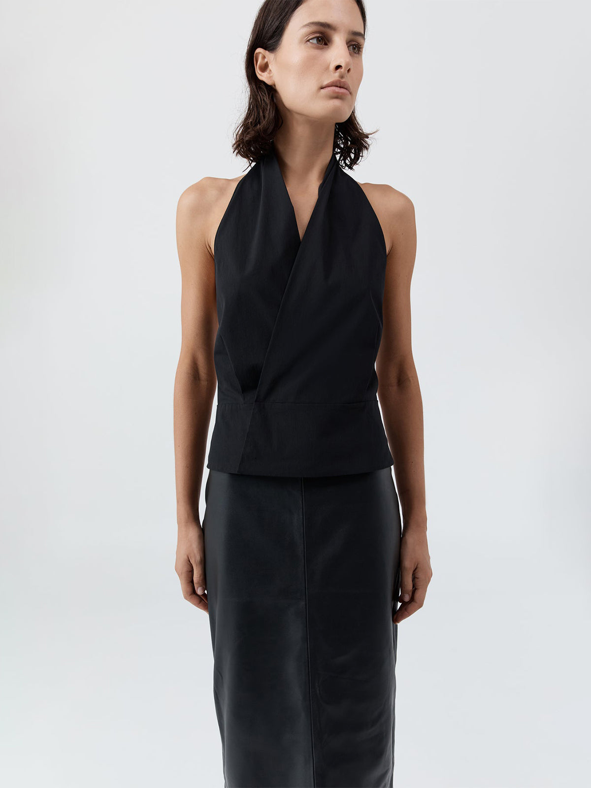 St Agni Halter Wrap Top Black