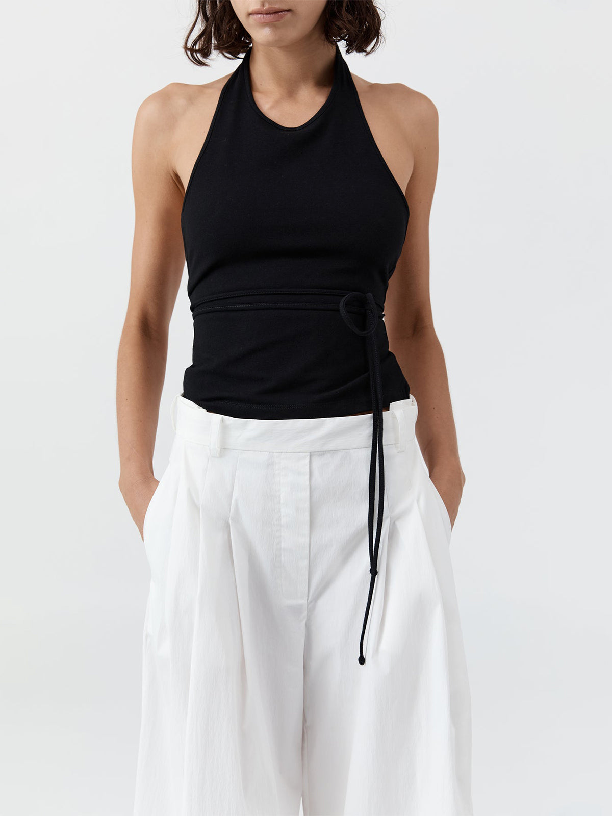 St Agni Soft Jersey Halter Top Jet Black