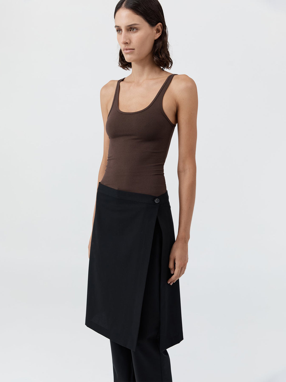 St Agni Soft Jersey Slim Scoop Tank Liqueur