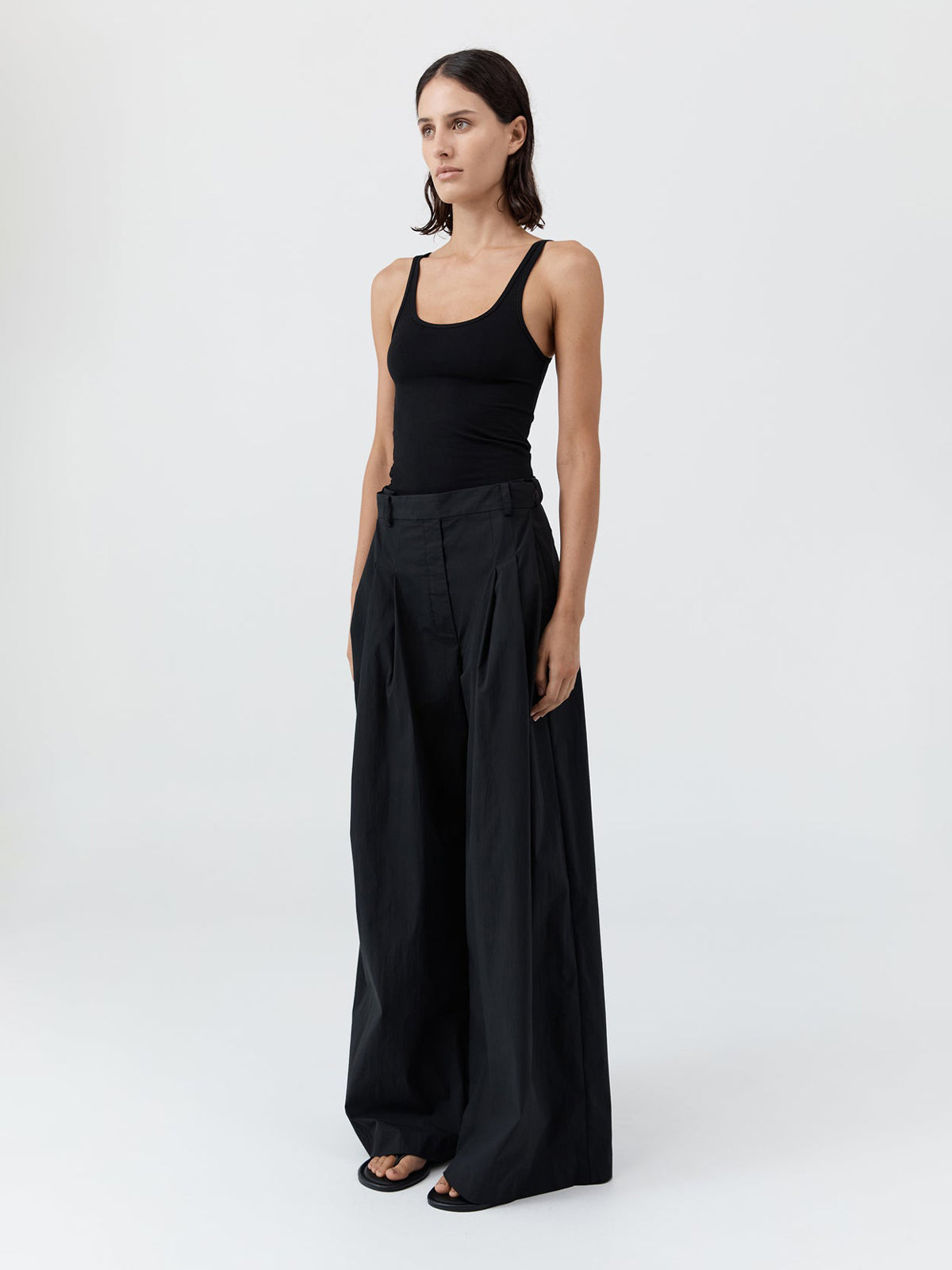 St Agni Soft Jersey Slim Scoop Tank Jet Black