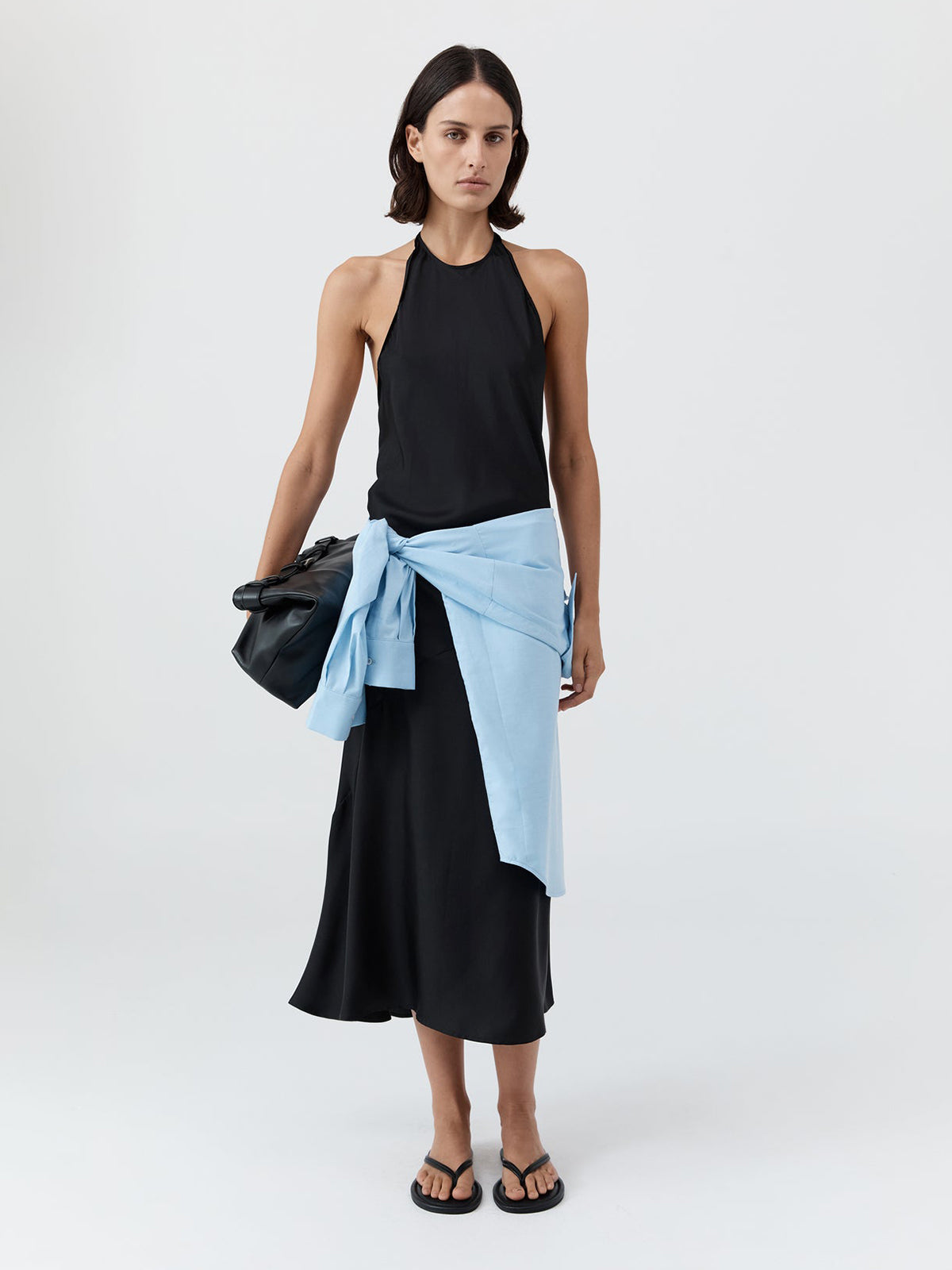 St. Agni Silk Twill Halter Dress Black