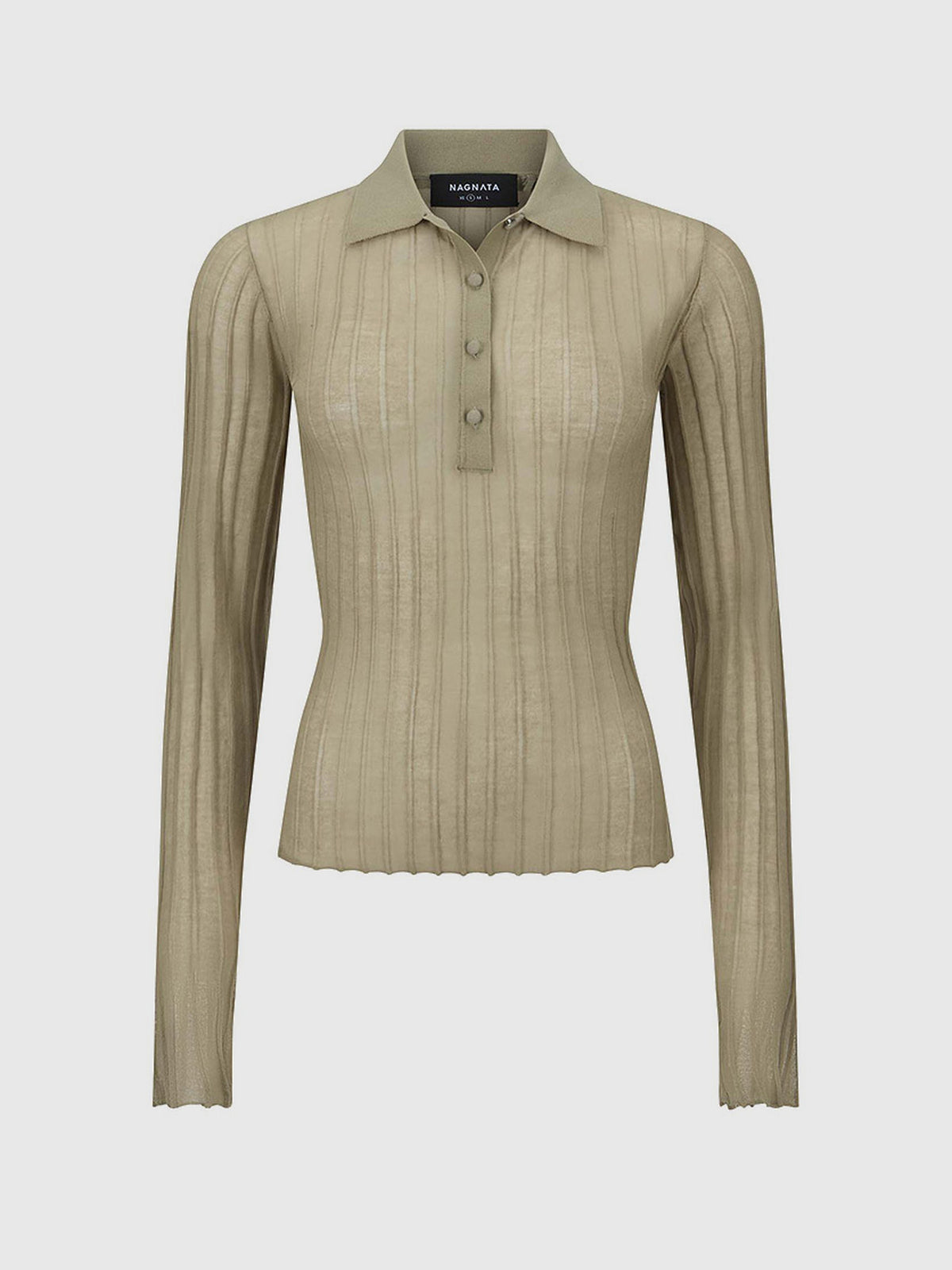 NAGNATA Sheer Pintuck Long Sleeve Sage