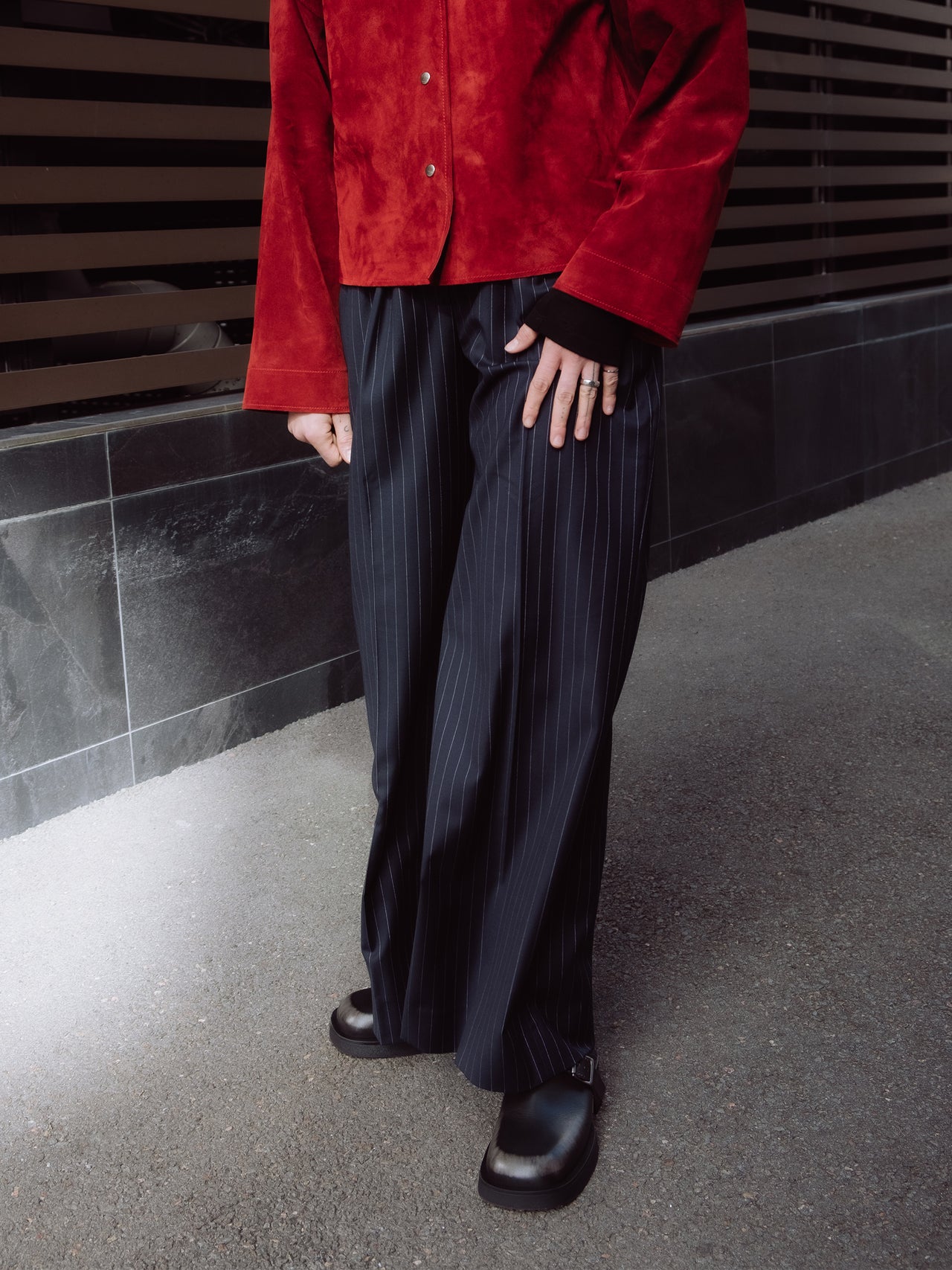 The Lair Apparel Otis Trouser Charcoal Pinstripe