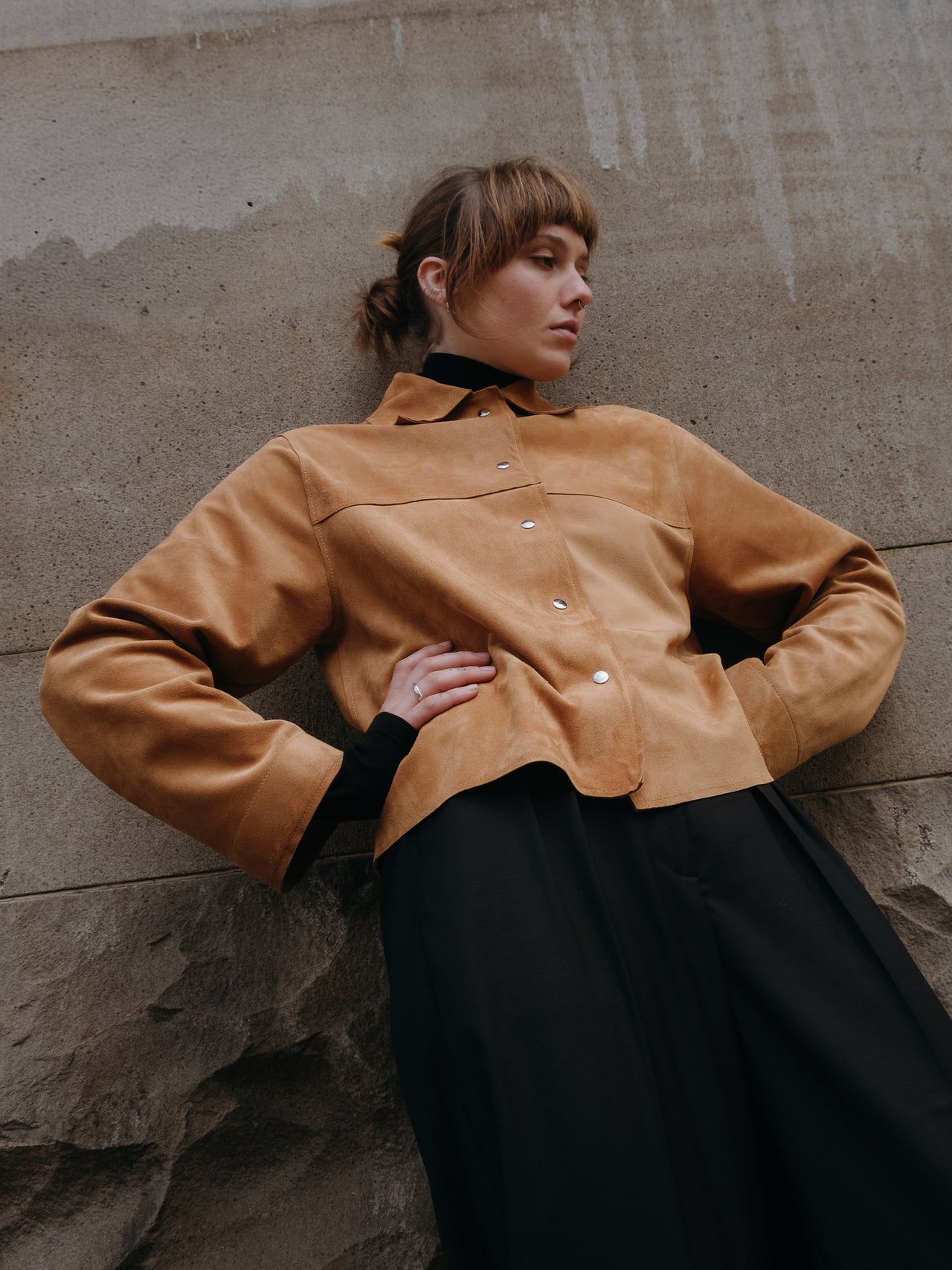 The Lair Anja Suede Pop-Stud Jacket Tan 1/2