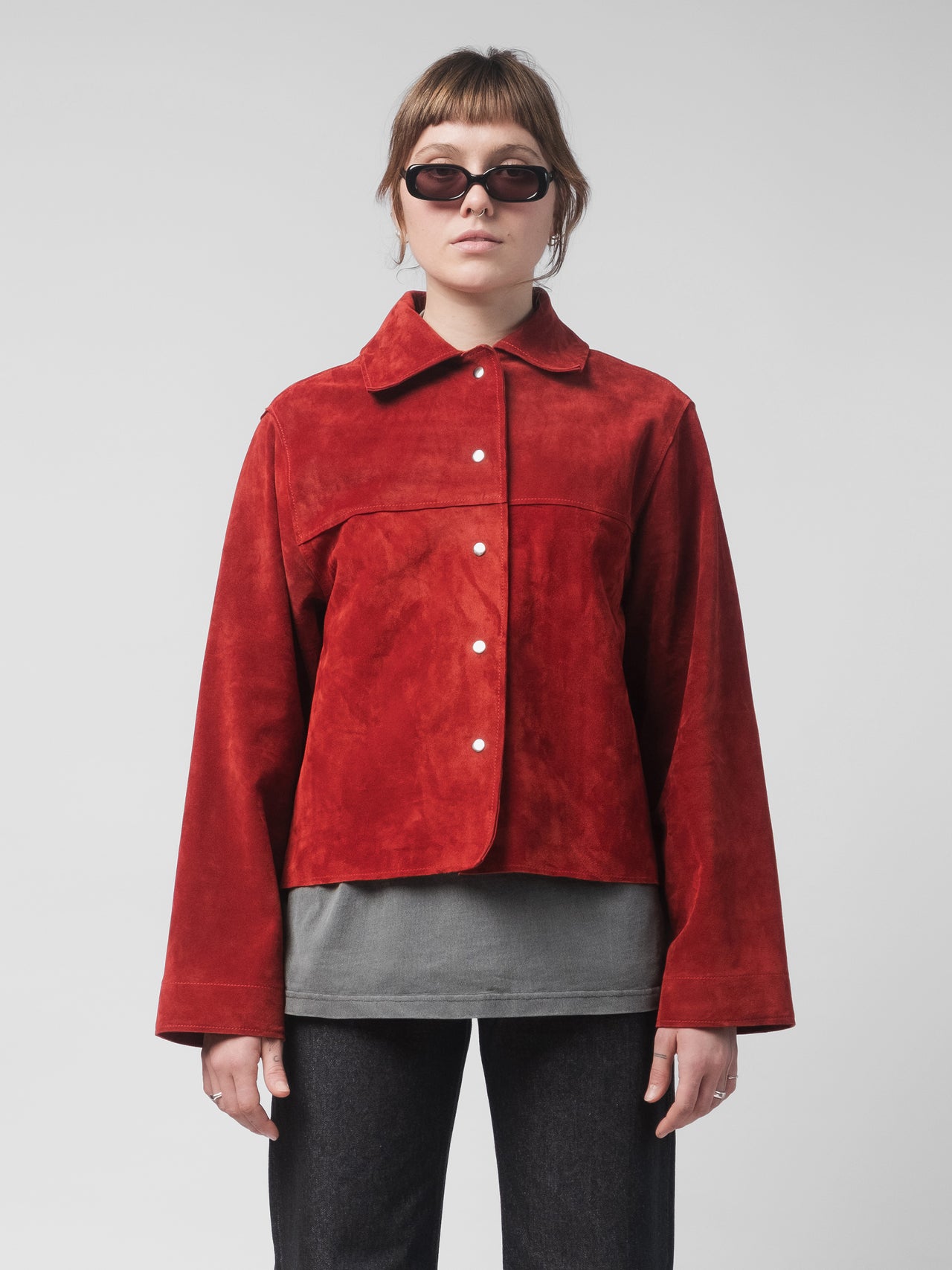 The Lair Anja Suede Pop-Stud Jacket Agni 1/2