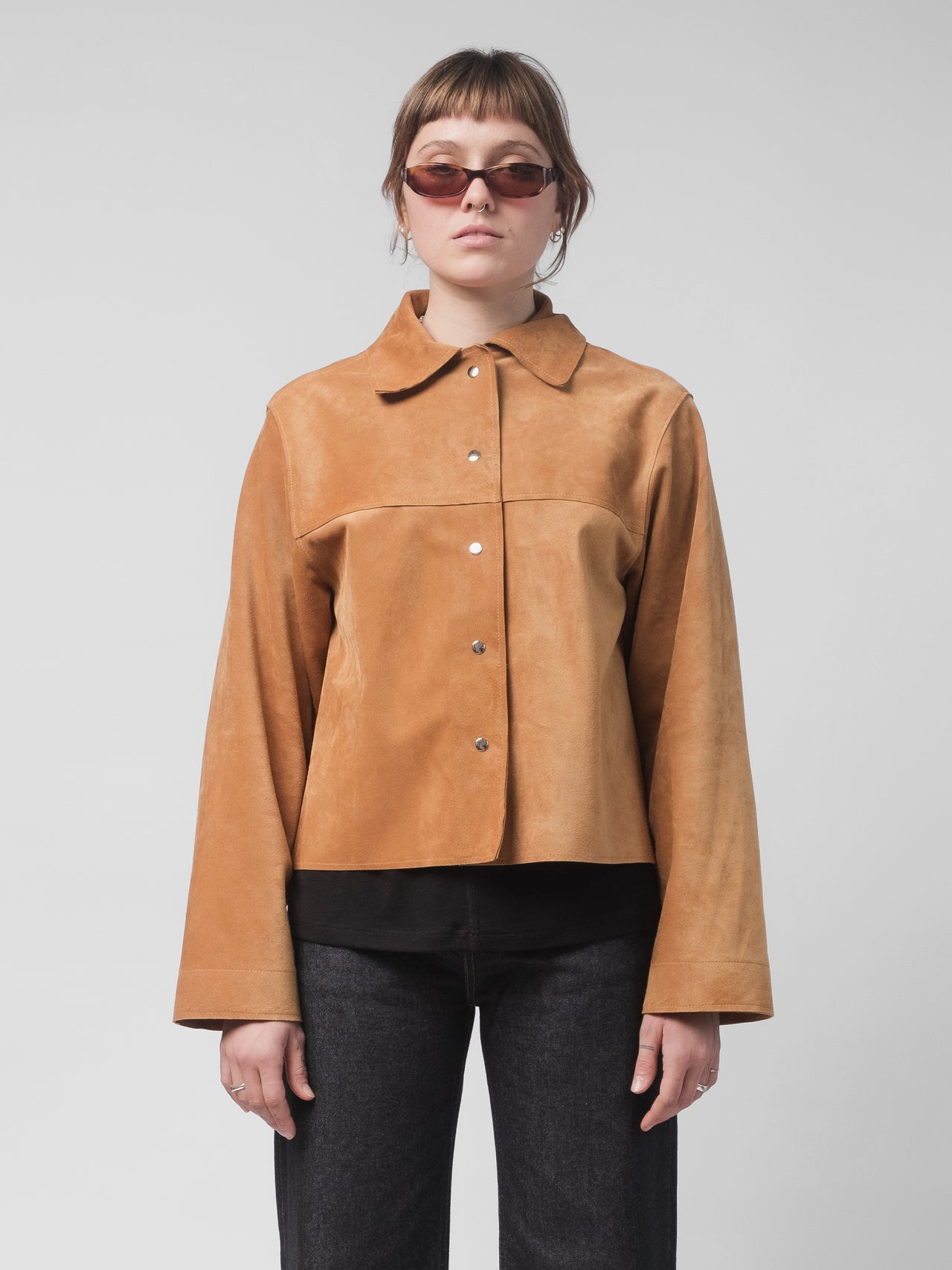 The Lair Anja Suede Pop-Stud Jacket Tan 1/2
