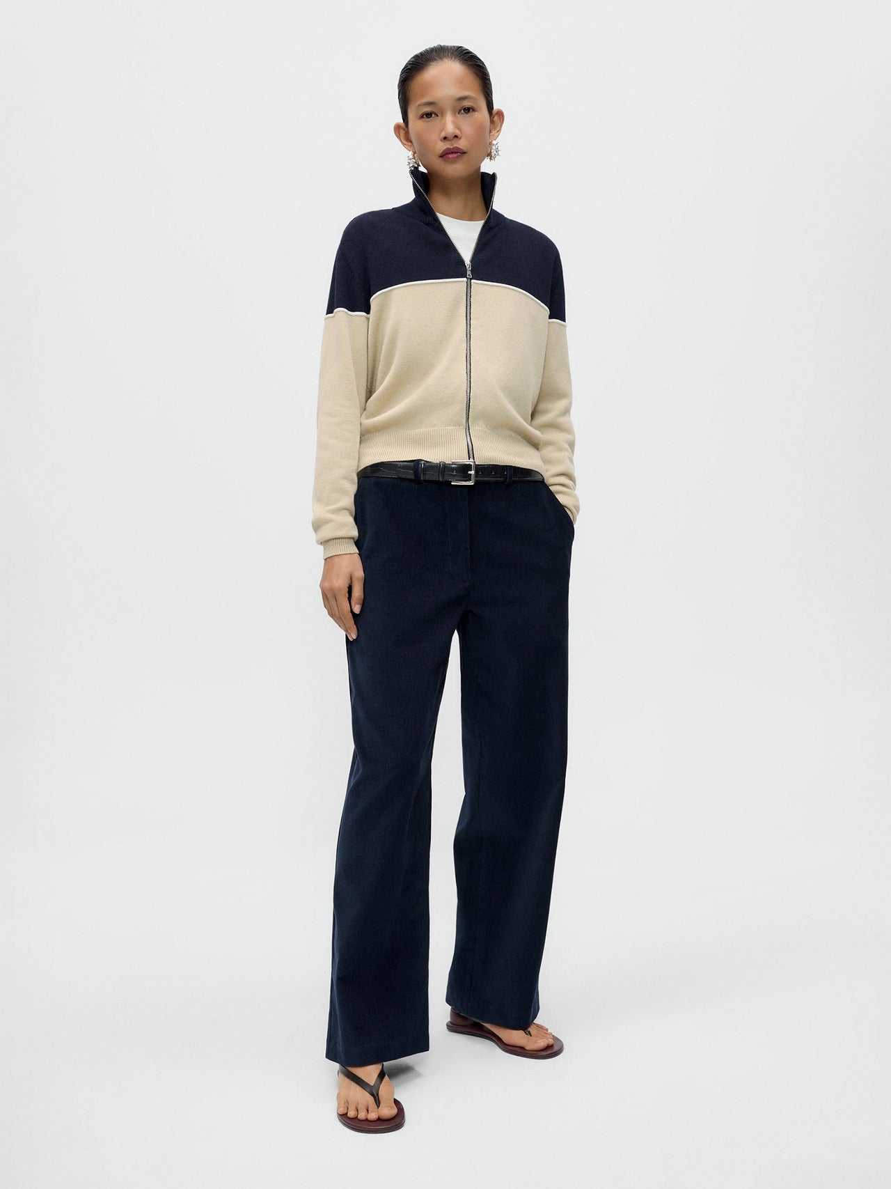 CORDERA Merino Wool Colorblock Cardigan