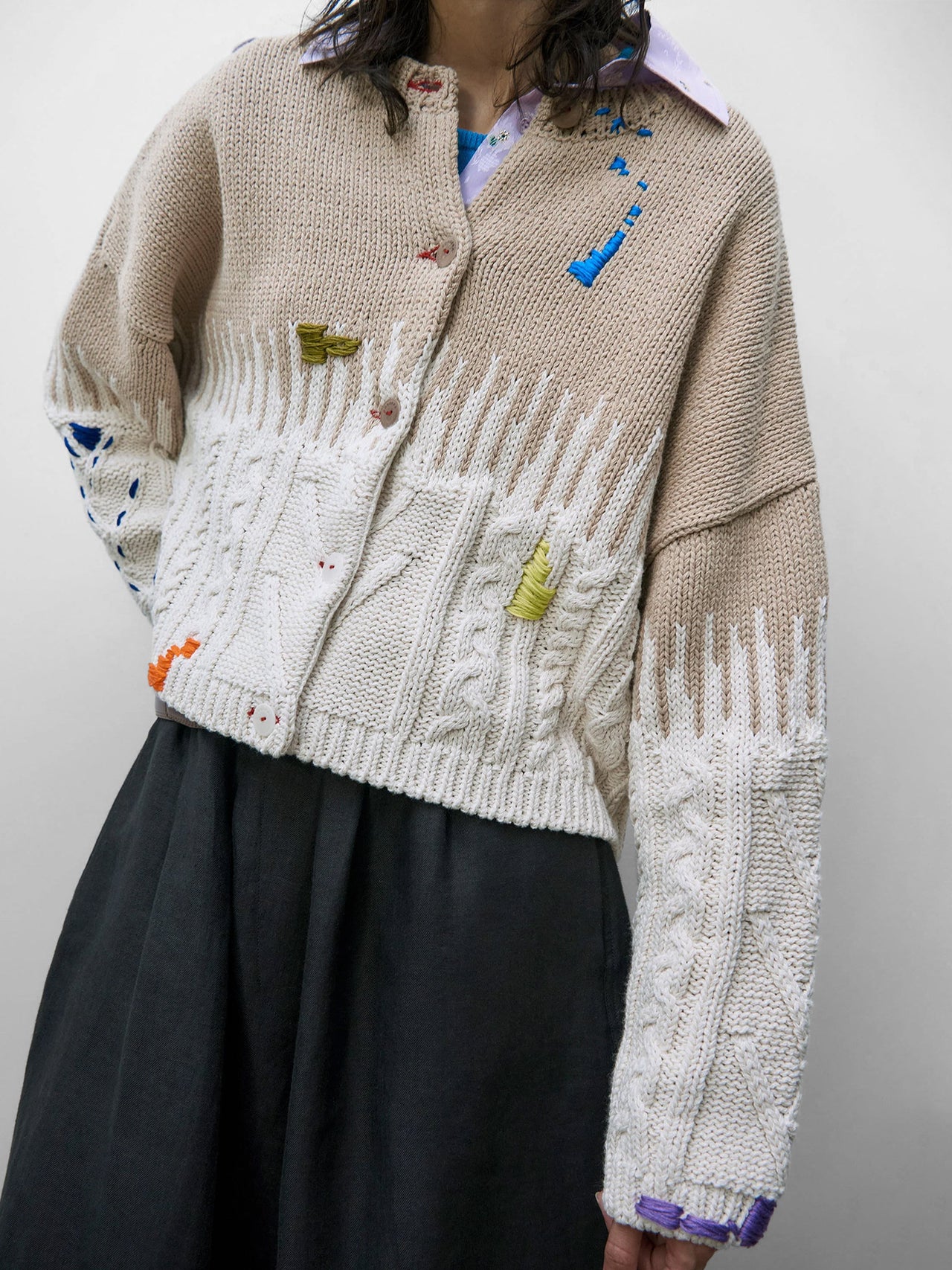 CORDERA Cotton Embroidered Cardigan